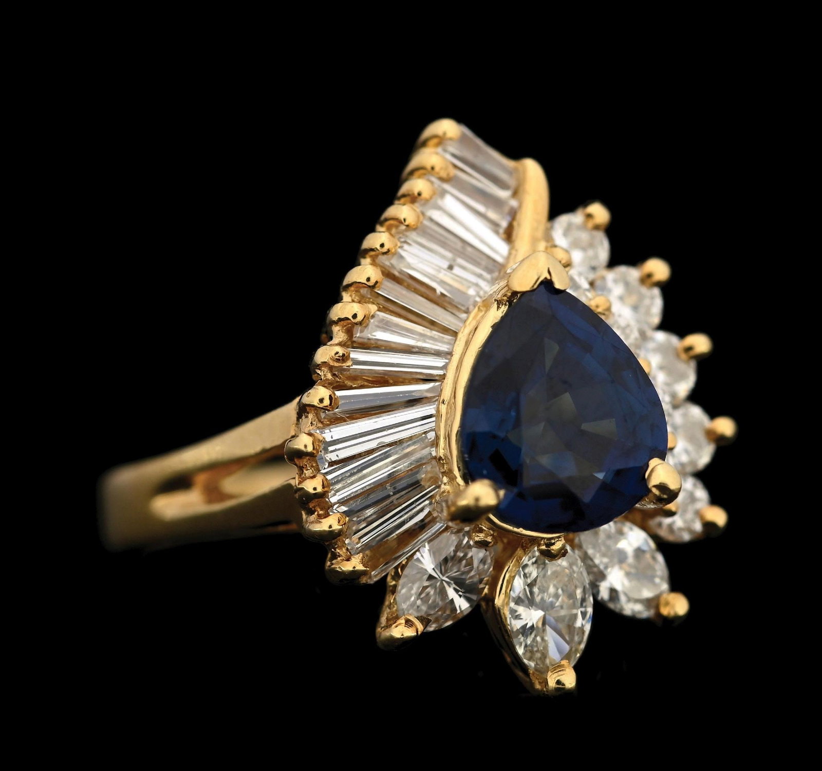 18K YELLOW GOLD SAPPHIRE & DIAMOND RING W/REPORT: 18k yellow gold sapphire (1.25ct) and diamond (1.21ctw) ring accompanied by an original AIGL appraisal report with an ERRV of $19,270.00. (See additional website images for report specifications). Rin