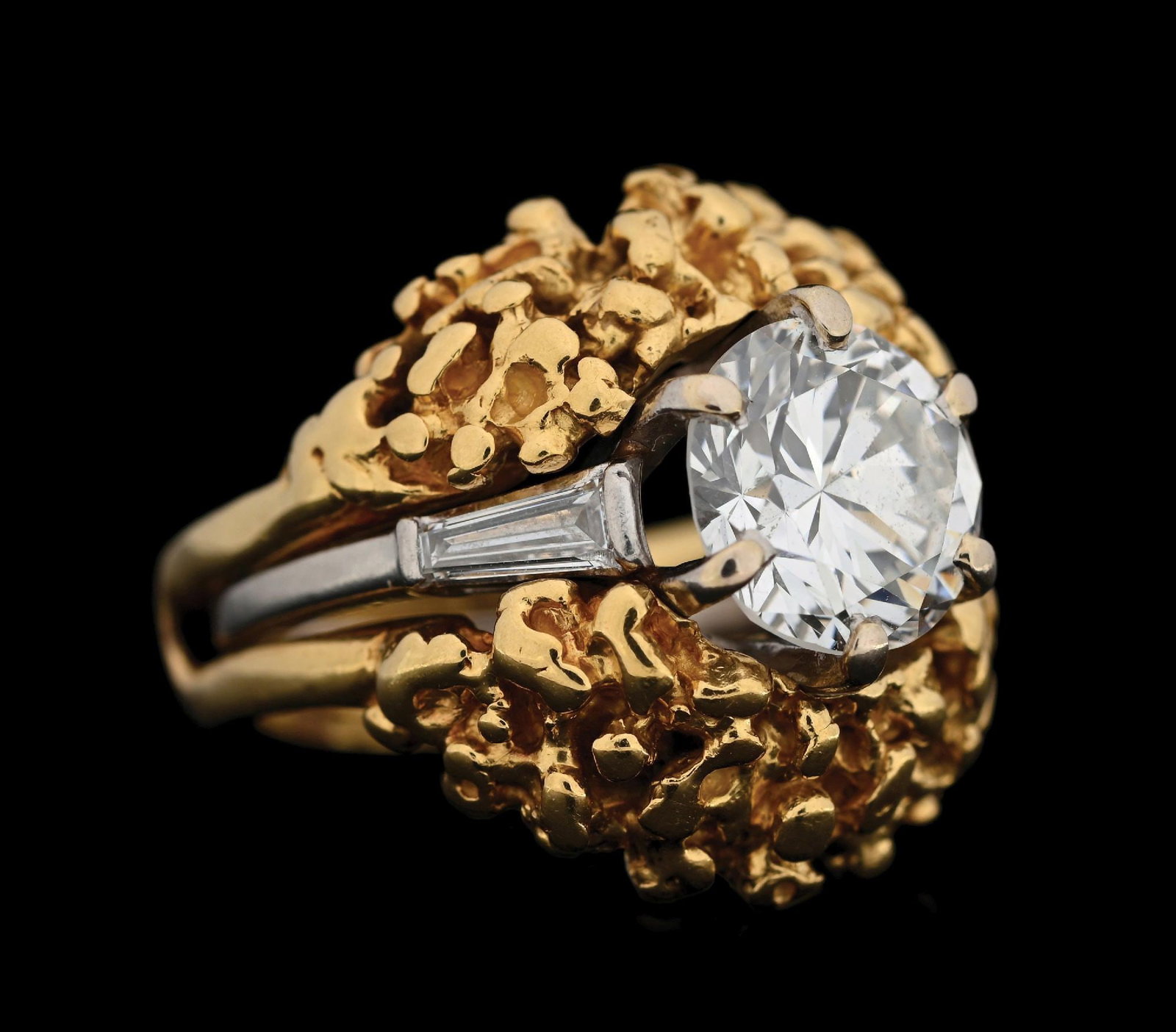 PLATINUM 3.43CT TW DIAMOND RING & 18K GOLD JACKET/BAND (1 of 7)