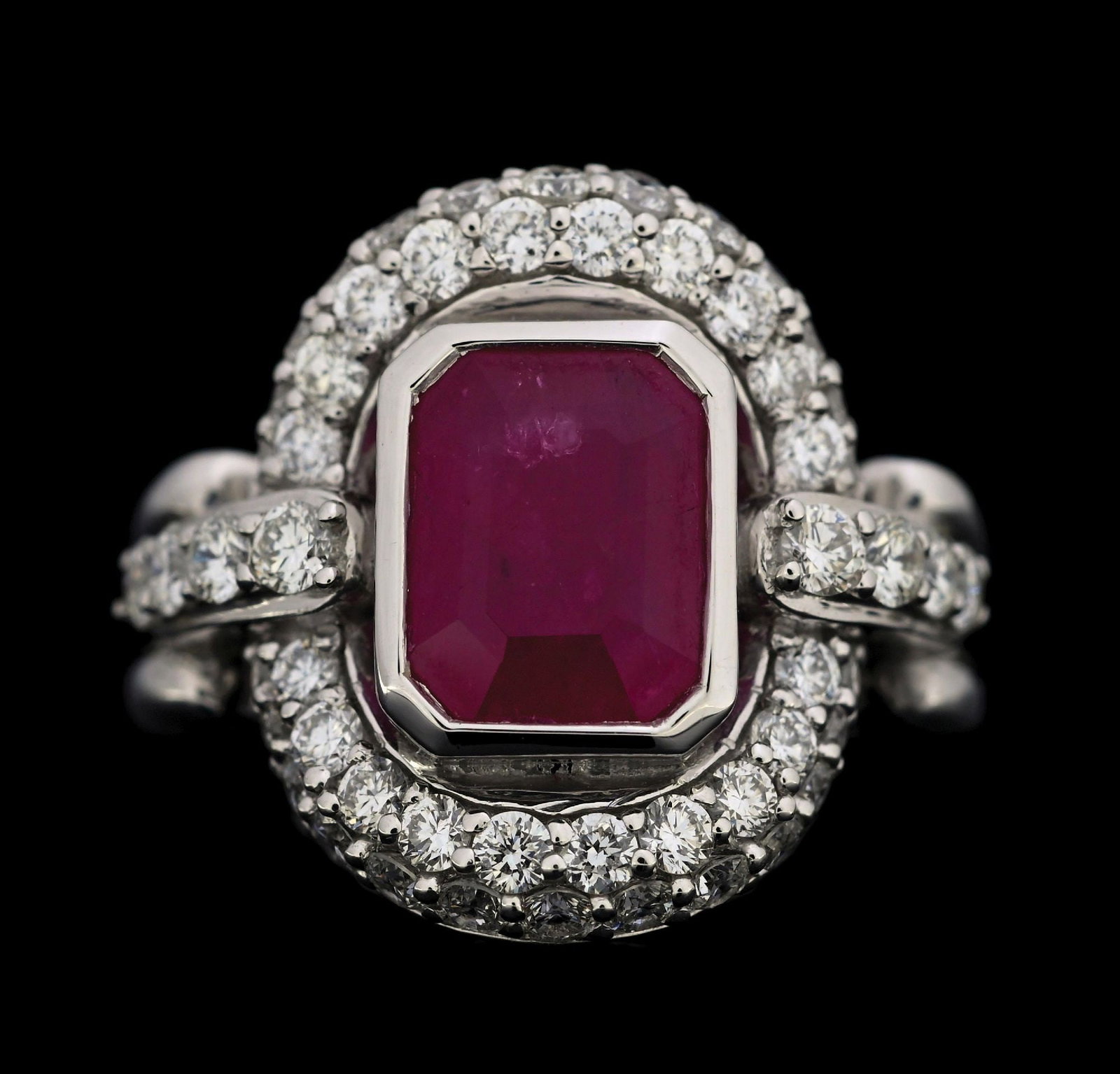 PLATINUM RUBY & DIAMOND RING W/GIA REPORT - 2