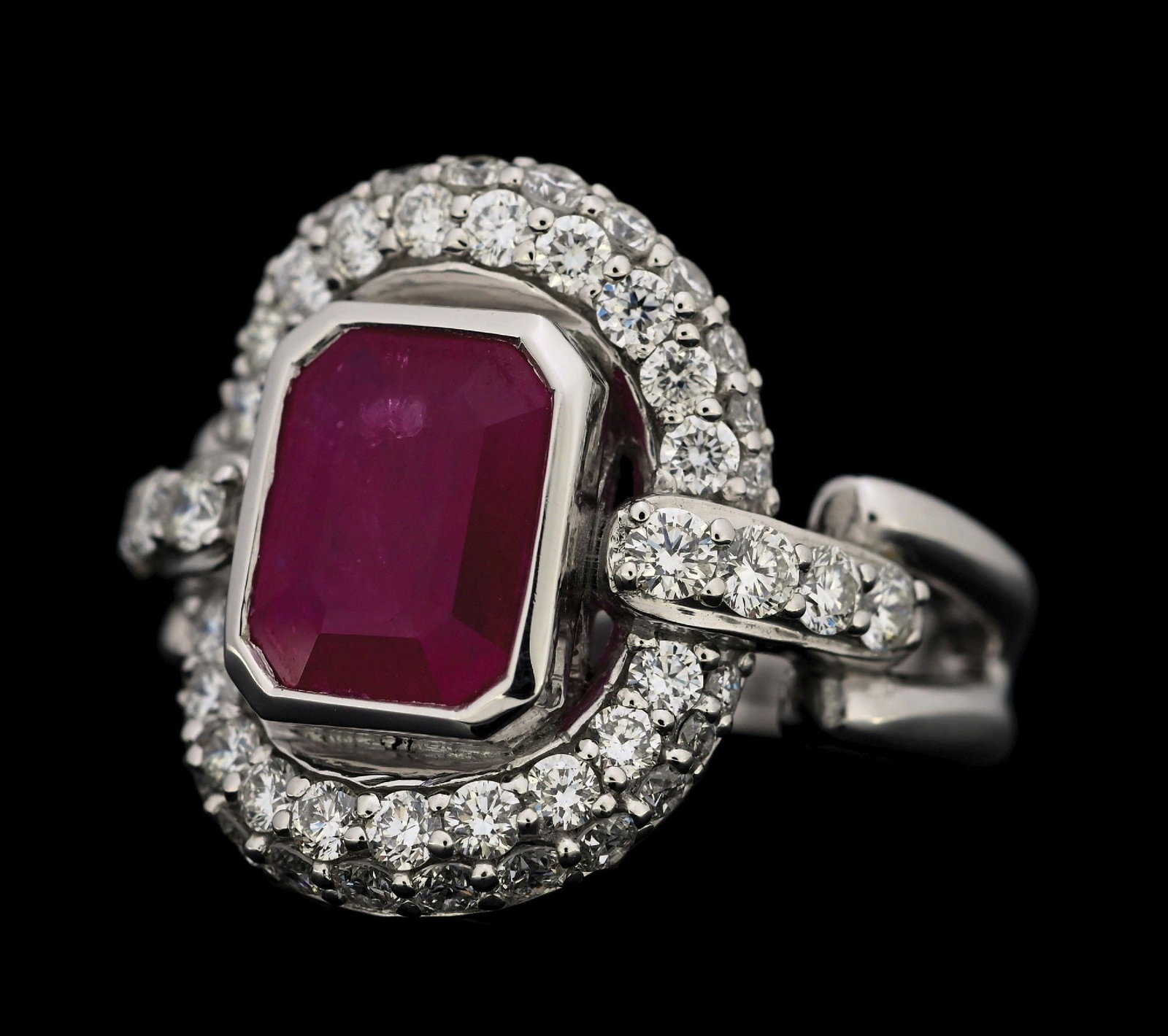 PLATINUM RUBY & DIAMOND RING W/GIA REPORT - 3