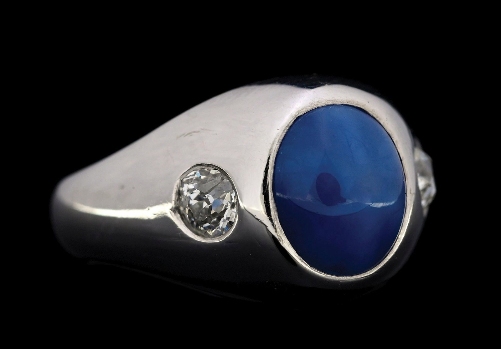 14K WHITE GOLD STAR SAPPHIRE & DIAMOND RING W/REPORT (1 of 6)