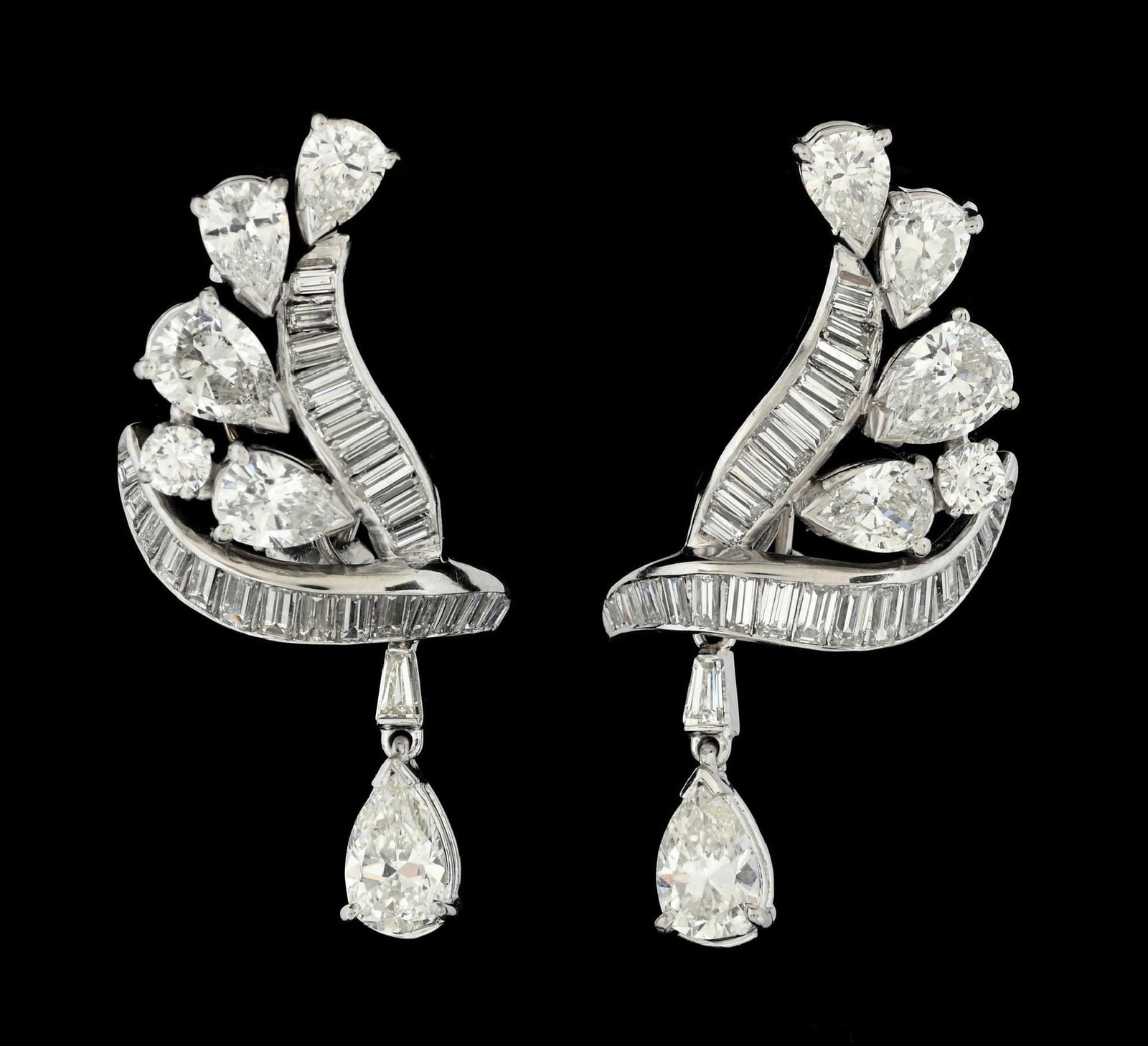 PLATINUM DIAMOND DROP EARRINGS, 7.25CT TW (1 of 2)