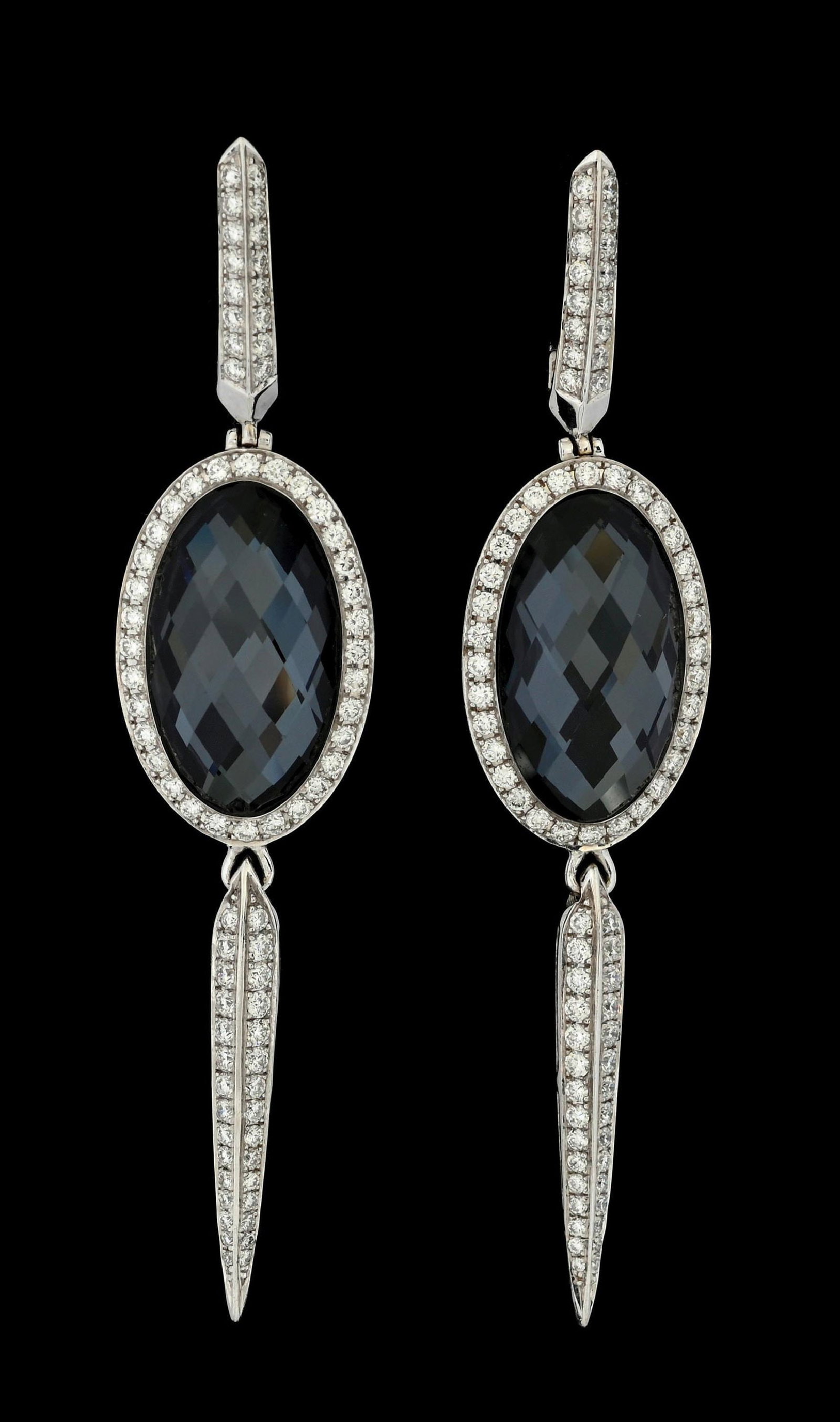 18K WHITE GOLD HEMATITE & DIAMOND EARRINGS BY STEPHEN WEBSTER (1 of 3)