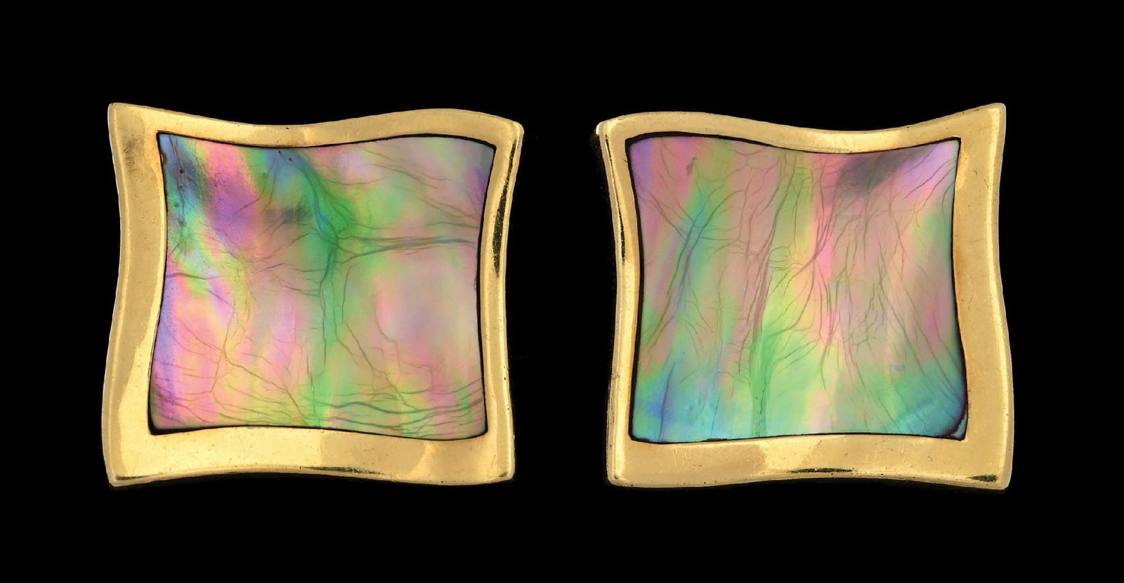 18K YELLOW GOLD ANGELA CUMMINGS PAULA ABALONE SHELL EARRINGS (1 of 3)
