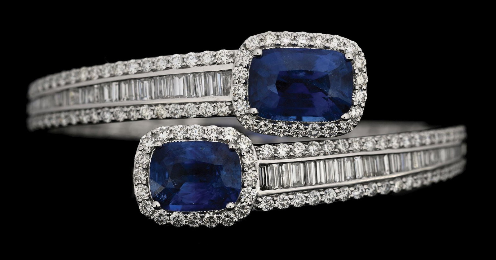 PLATINUM SAPPHIRE & DIAMOND BANGLE BRACELET W/GIA REPORTS (1 of 6)