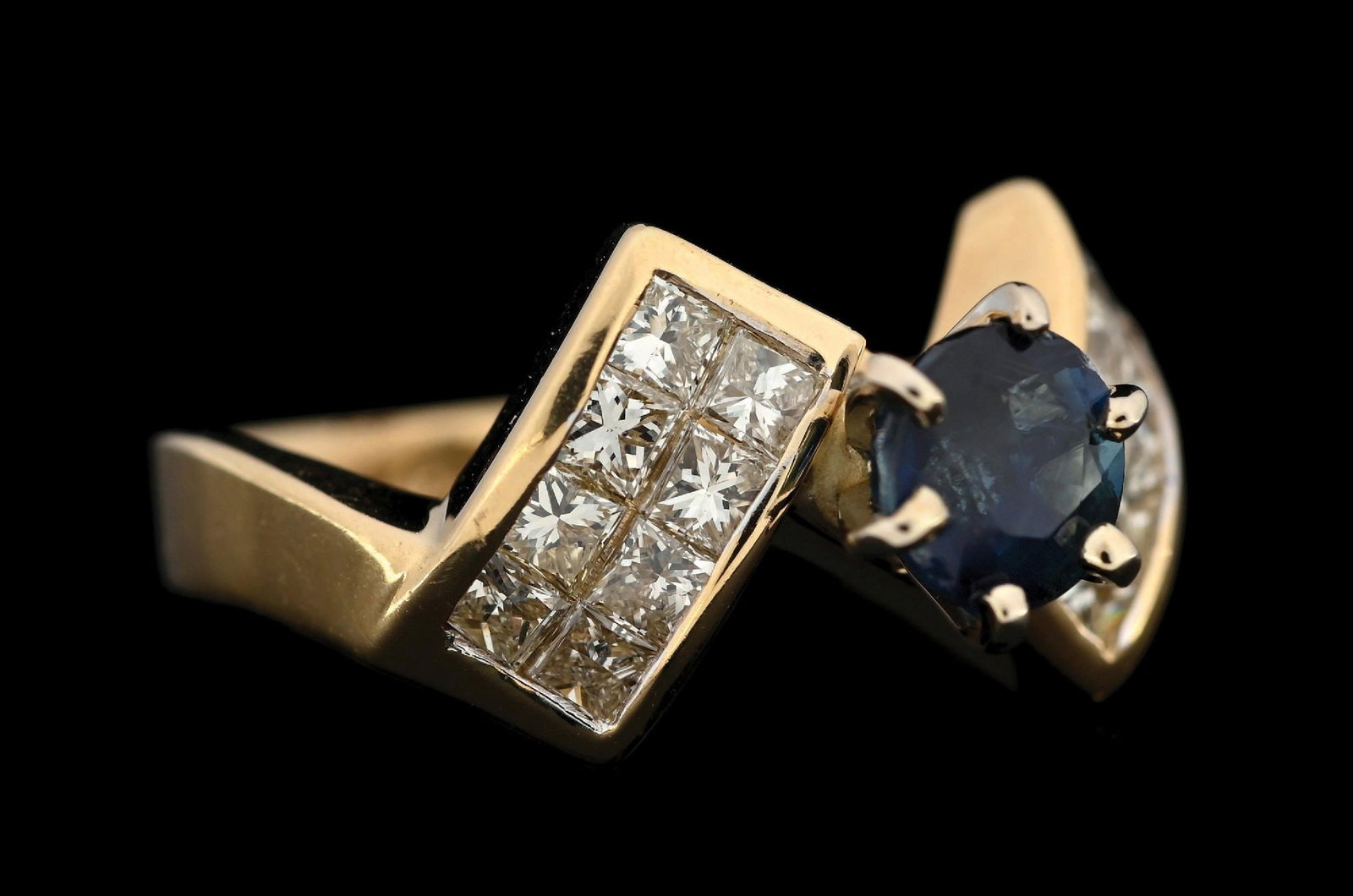 14K YELLOW GOLD TREATED BLUE DIAMOND RING (1 of 5)