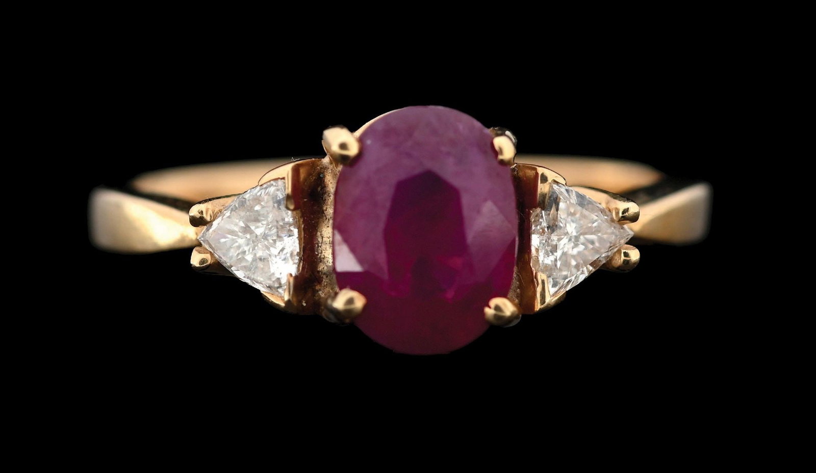 14K YELLOW GOLD RUBY & DIAMOND RING - 2
