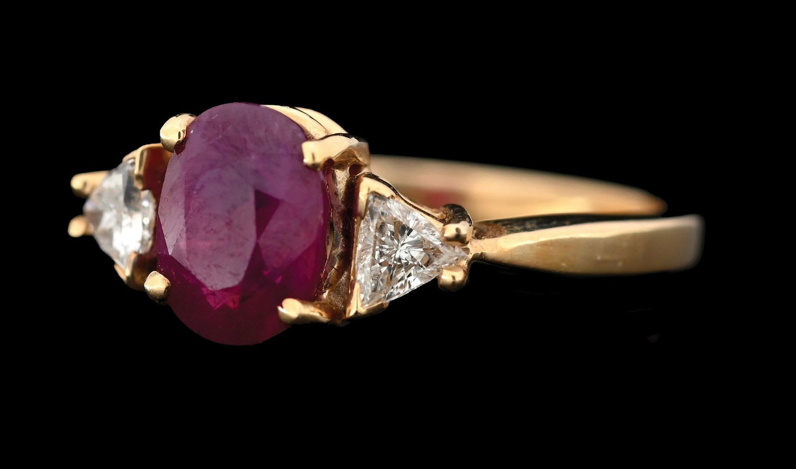 14K YELLOW GOLD RUBY & DIAMOND RING - 3