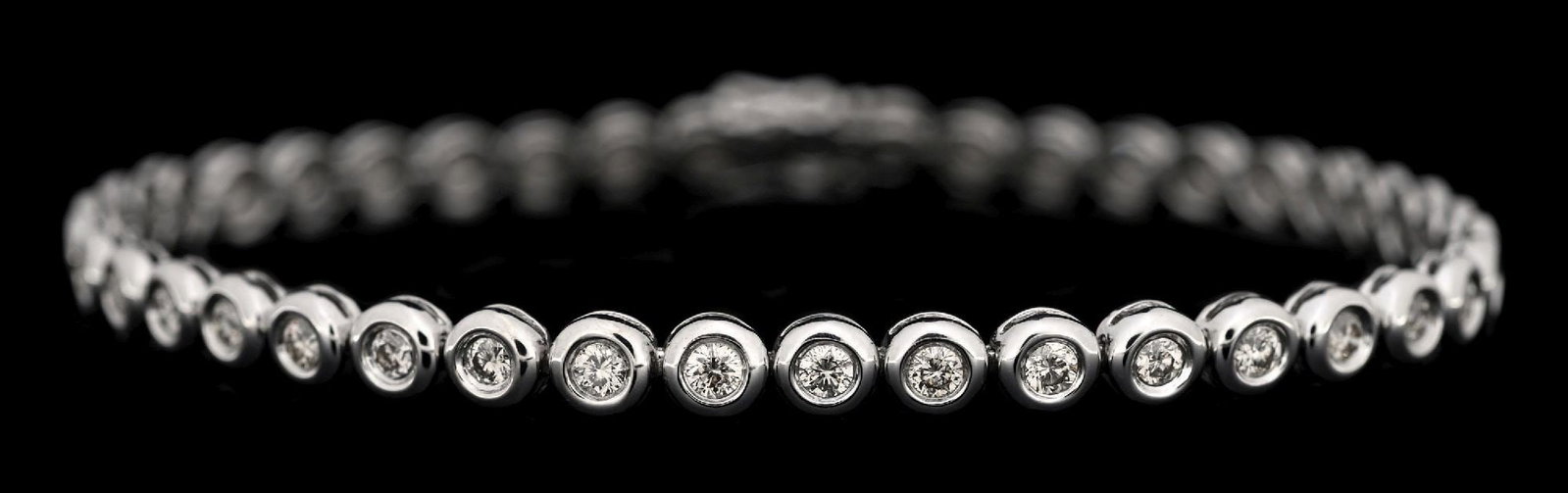 14K WHITE GOLD BEZEL-SET DIAMOND BRACELET, 3.25CT TW (1 of 7)