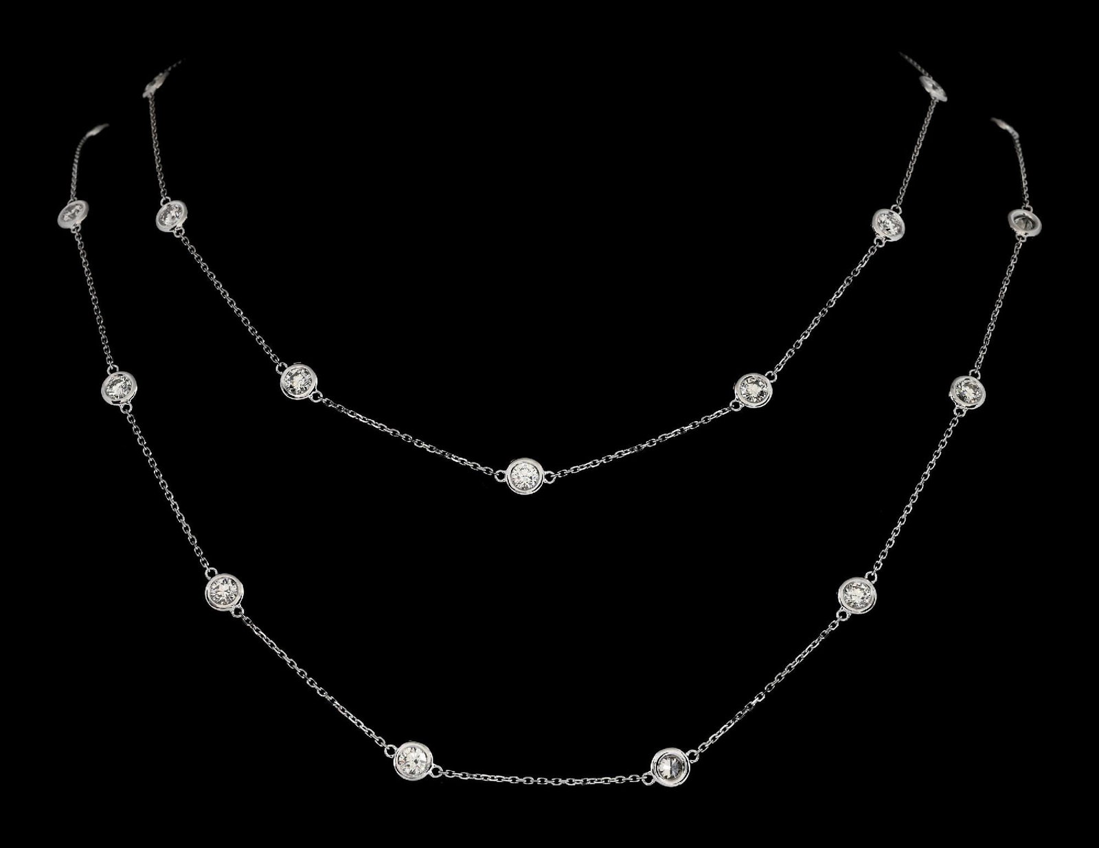 14K WHITE GOLD 4.80CT TW DIAMOND STATION NECKLACE BY EFFY (1 of 7)