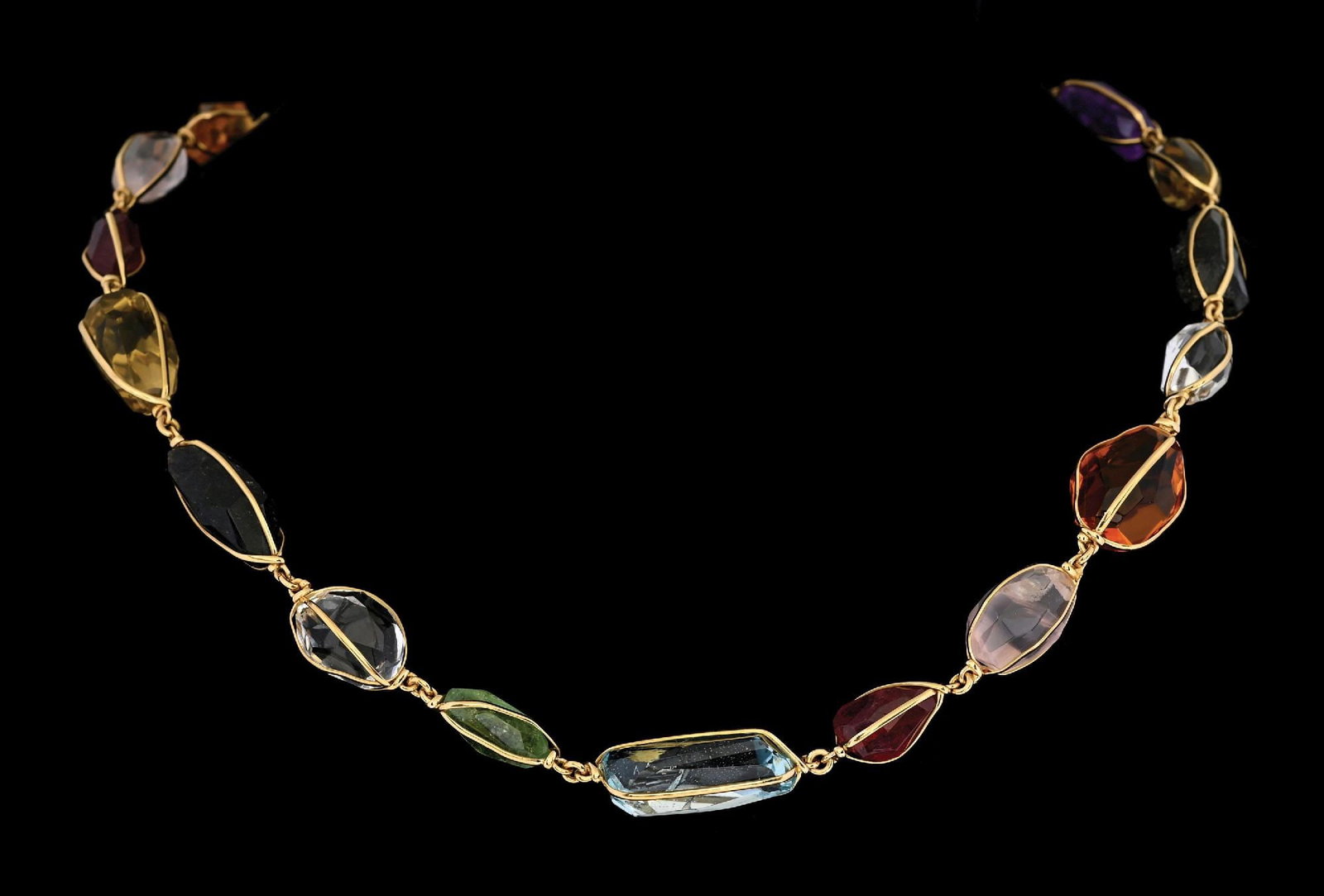 18K YELLOW GOLD SEMI-PRECIOUS GEMSTONE NECKLACE, 90CT TW (1 of 6)