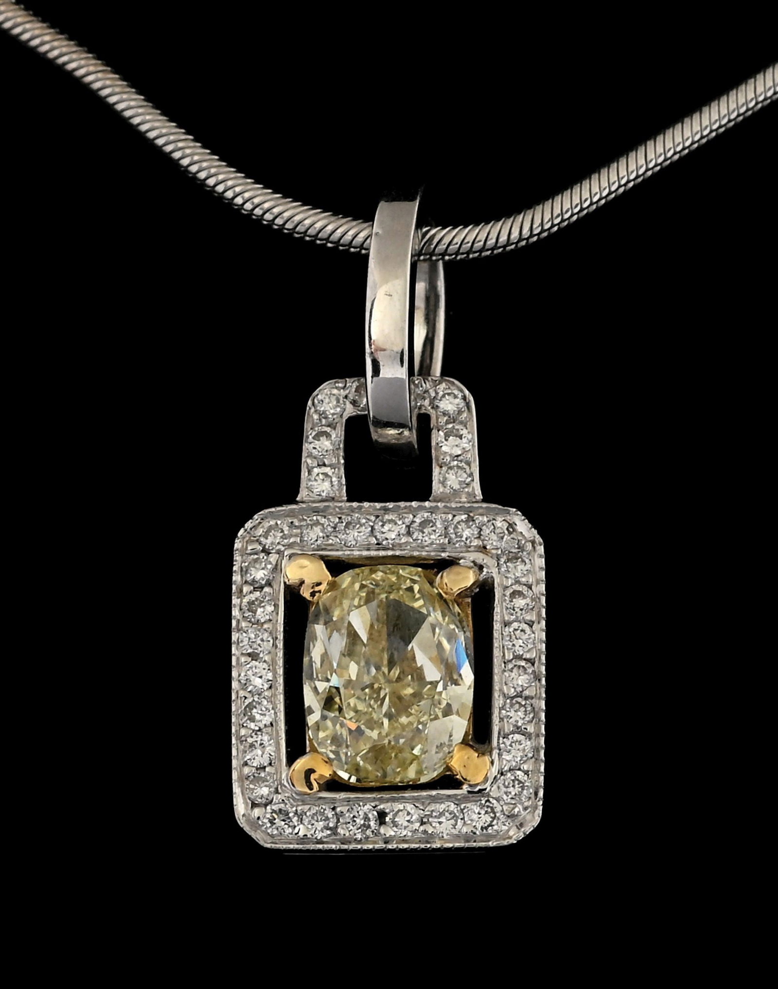 18K WHITE GOLD FANCY YELLOW DIAMOND NECKLACE, 1.20CT TW (1 of 6)