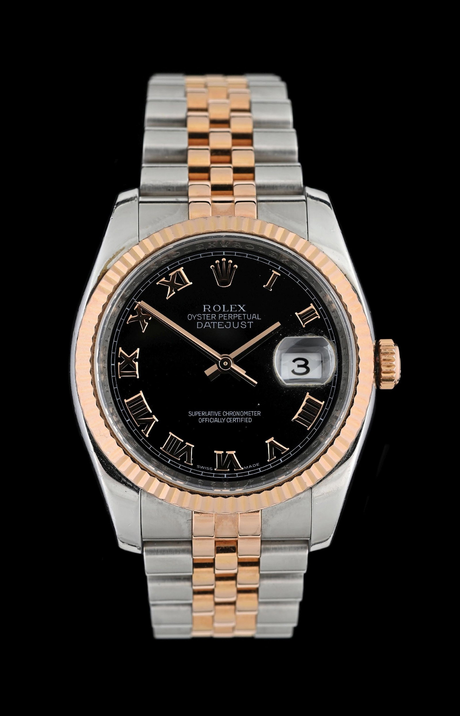 ROLEX DATEJUST 36 BLACK ROMAN 2-TONE, REF. 116231 W/B&P (1 of 6)