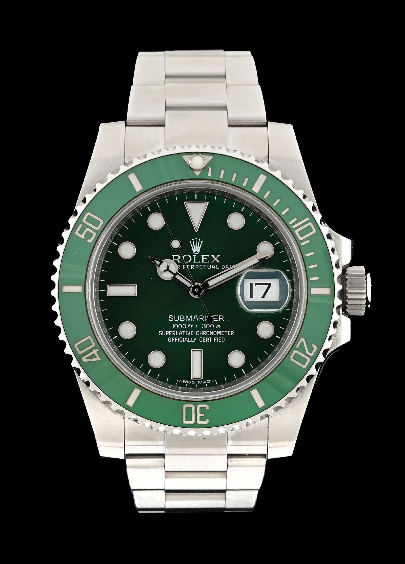 STAINLESS STEEL ROLEX SUBMARINER "HULK" WRISTWATCH W/ CARD, REF. 116610LV (1 of 6)