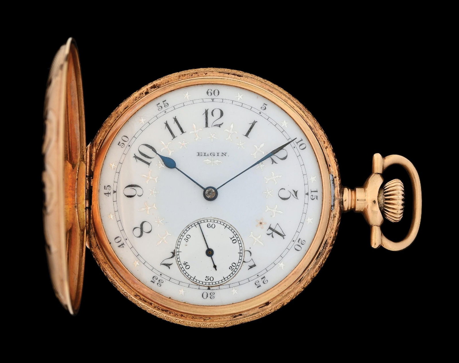 14K MULTI-COLOR GOLD ELGIN H/C POCKET WATCH (1 of 9)