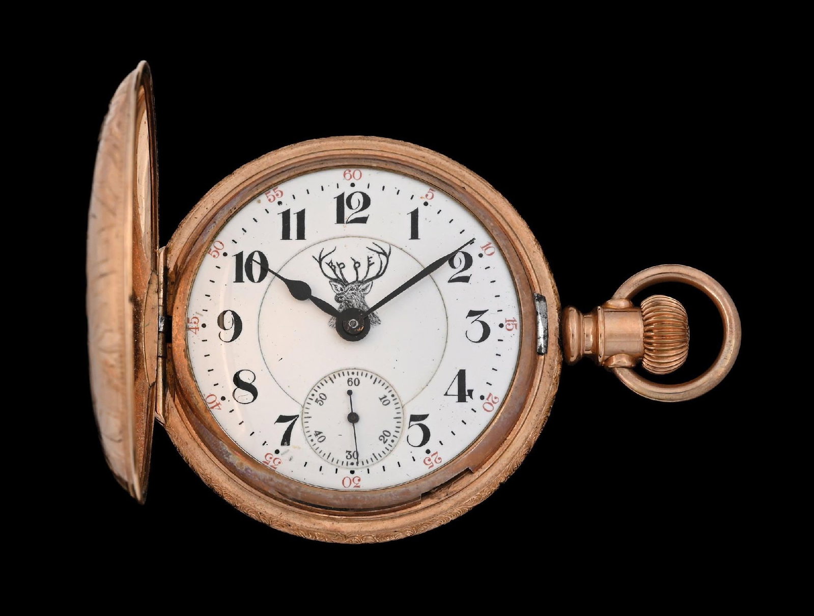 14K GOLD-FILLED ROCKFORD H/C POCKET WATCH W/BPOE ELKS DIAL (1 of 9)