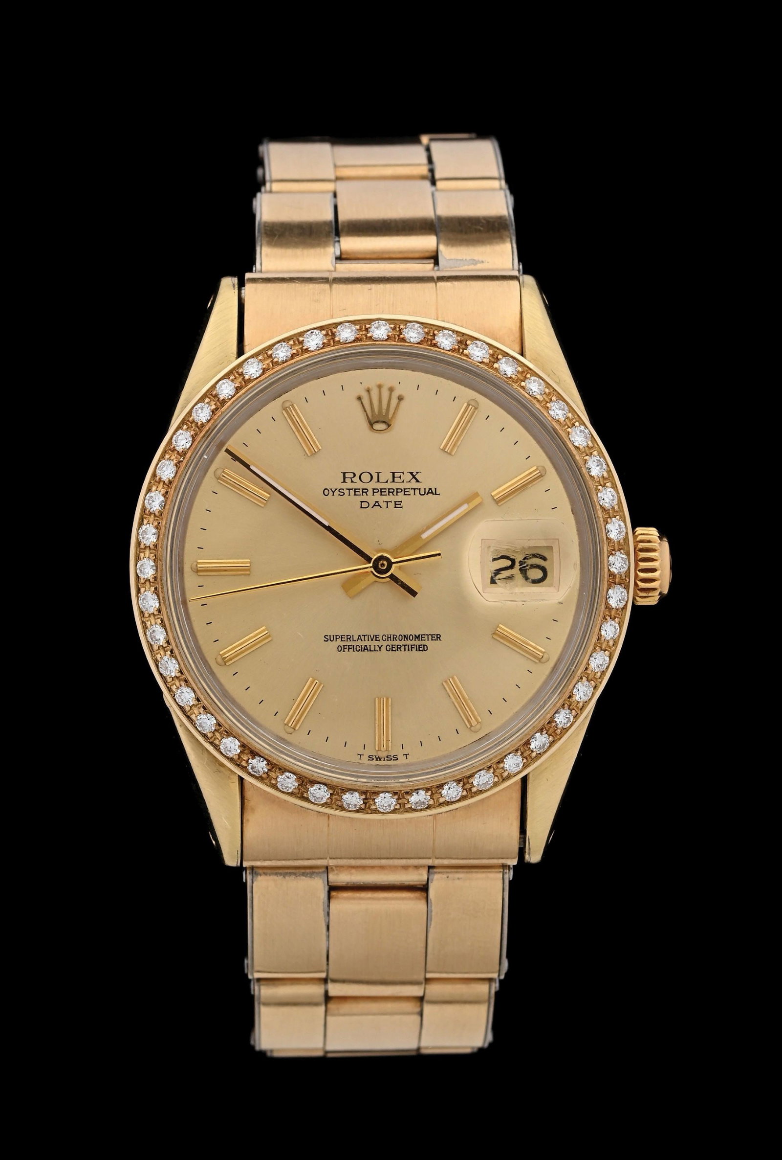 ROLEX DATE 34 GOLD CAP, REF. 1550 W/CARD (1 of 6)