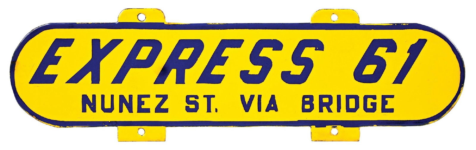 CITY OF NEW ORLEANS, LOUISINANA EXPRESS 61 PORCELAIN BUS ROUTE SIGN (1 of 2)