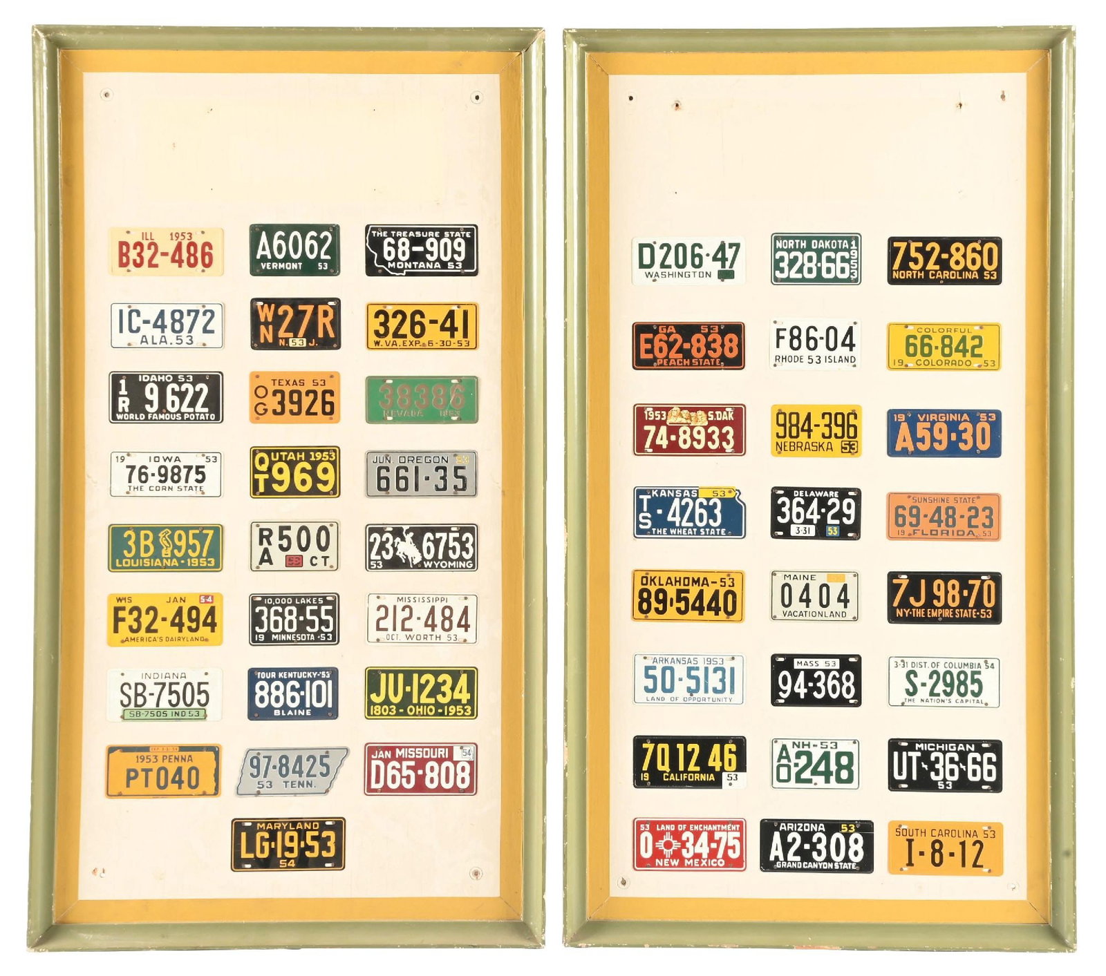 COLLECTION OF 46: 1953 & 1954 LICENSE PLATES. (1 of 2)