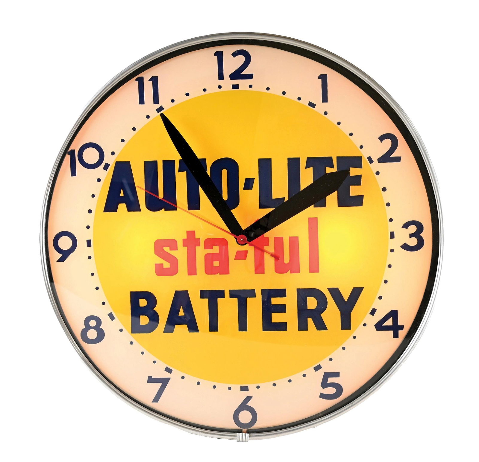 OUTSTANDING AUTO-LITE STA-FUL BATTERY LIGHT-UP CLOCK (1 of 3)