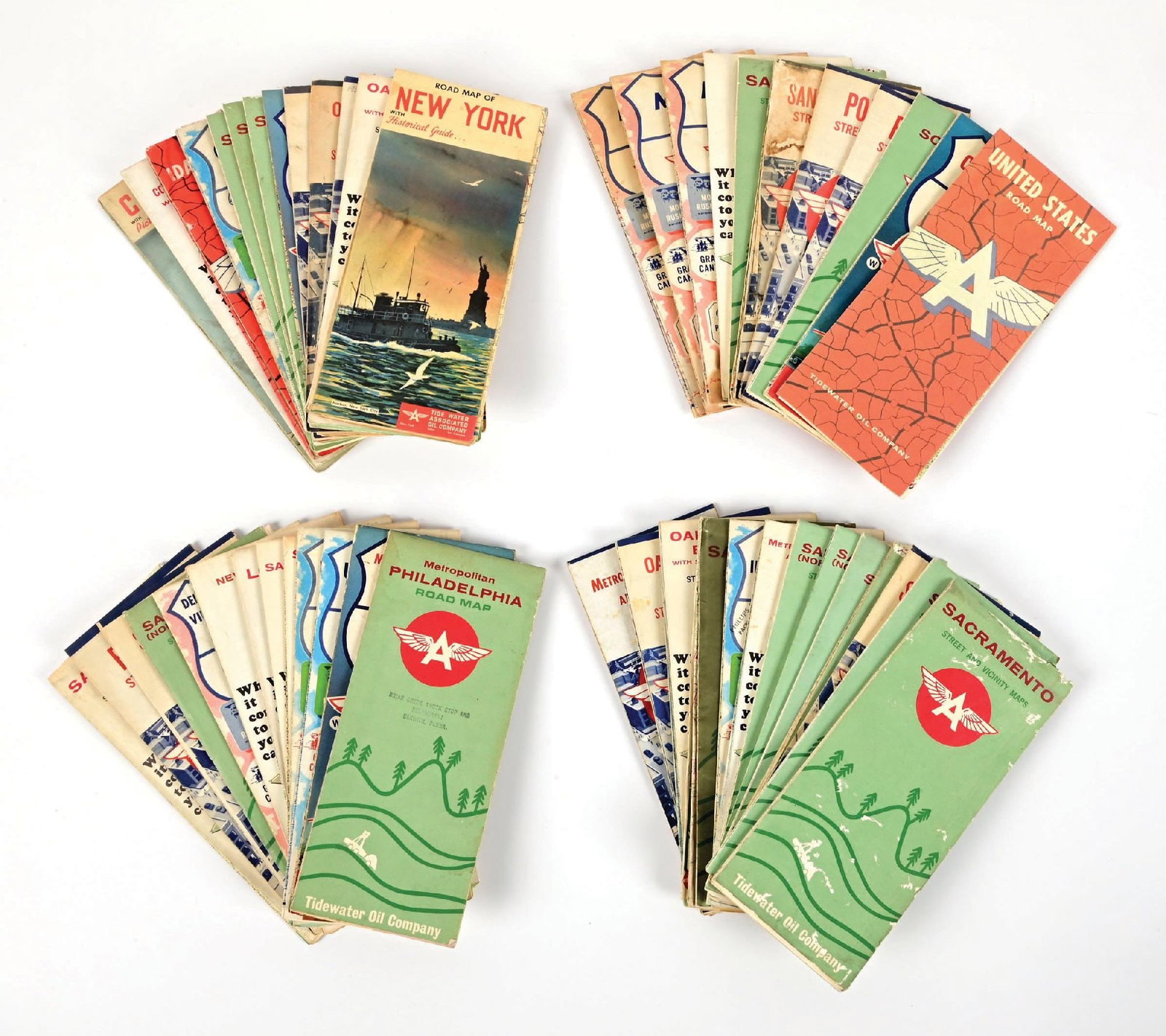 LARGE COLLECTION OF FLYING A GASOLINE SERVICE STATION ROAD MAPS (1 of 1)