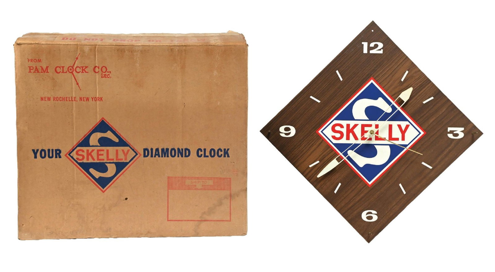 NOS SKELLY SERVICE STATION PAM CLOCK WITH ORIGINAL SHIPPING BOX (1 of 3)