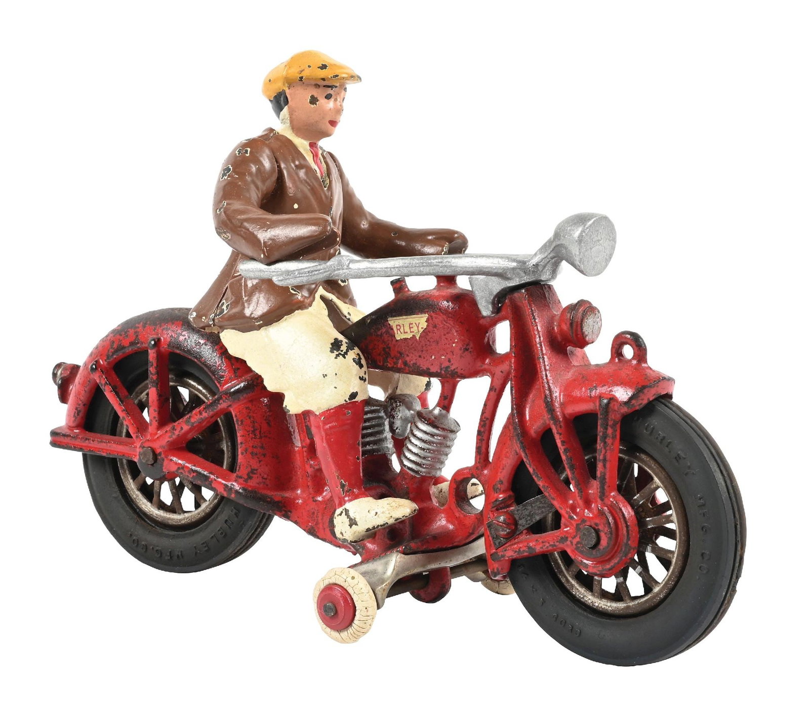 HUBLEY CAST IRON MOTORCYCLE TOY WITH FIGURE (1 of 3)