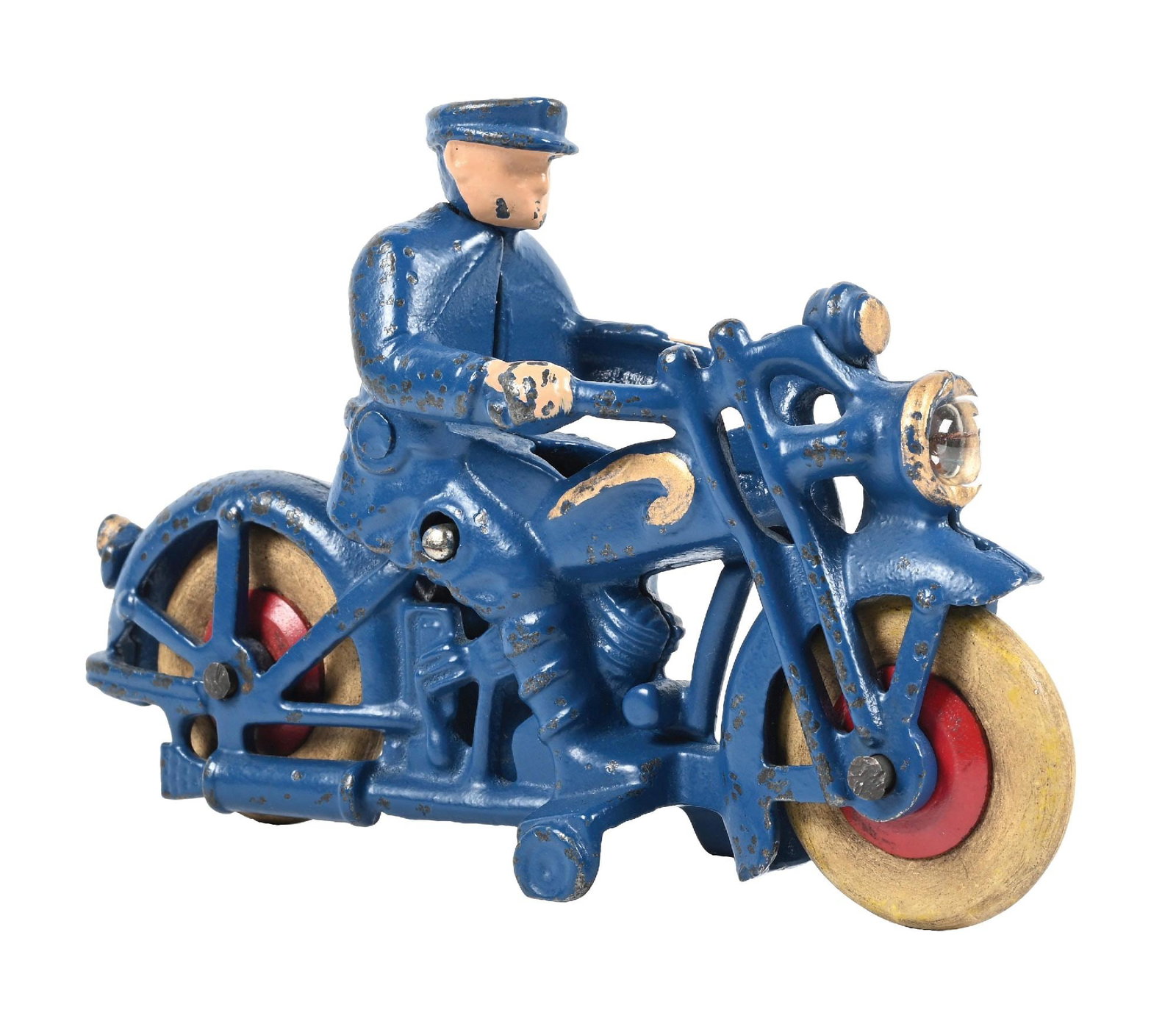 CAST IRON POLICE OFFICER MOTORCYCLE TOY (1 of 3)