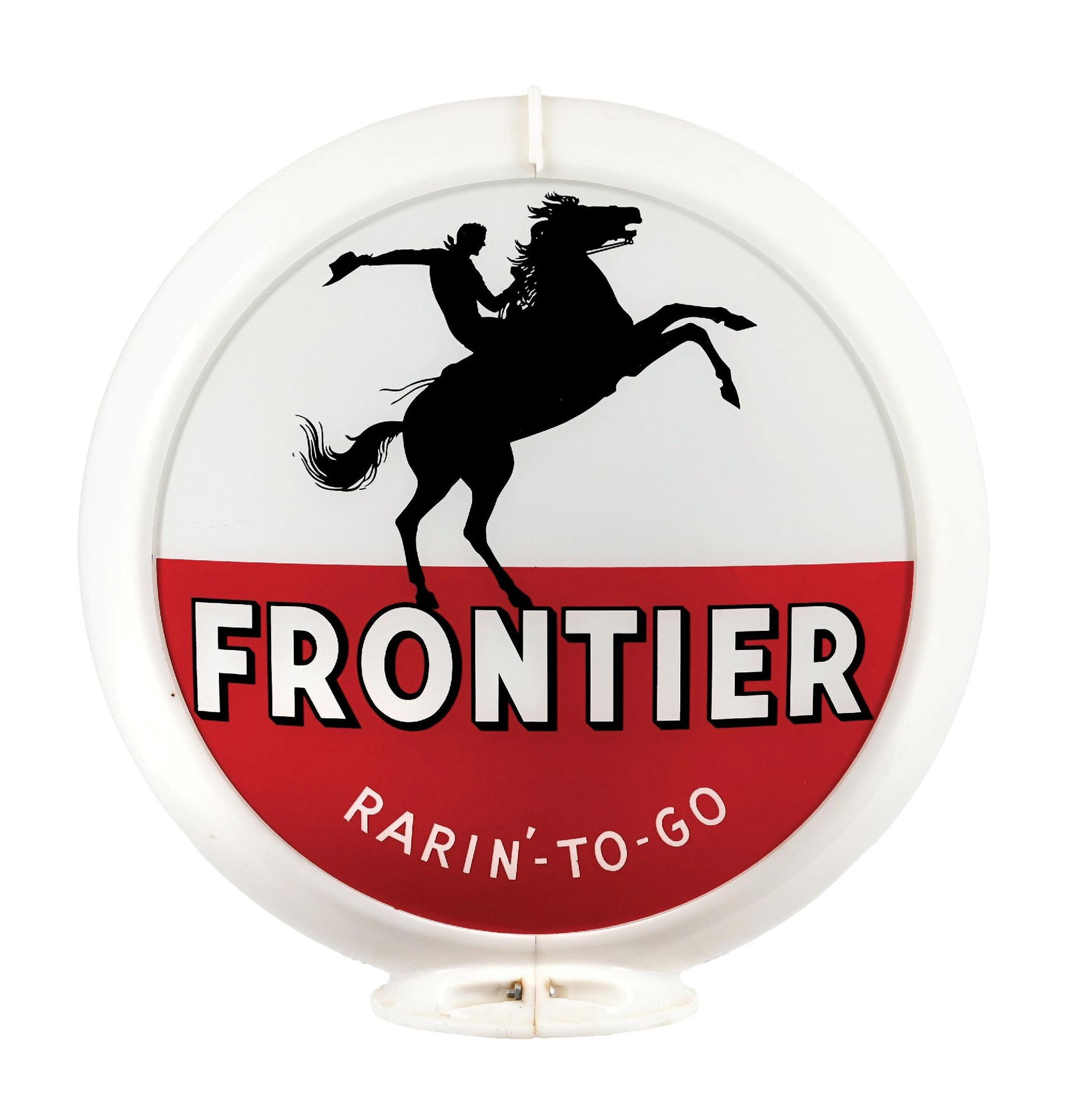 OUTSTANDING FRONTIER RARIN'-TO-GO GASOLINE COMPLETE 13.5" GLOBE ON CAPCO BODY (1 of 4)
