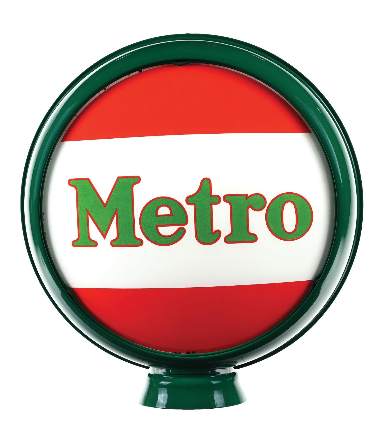 METRO GASOLINE SINGLE 15" GLOBE LENS ON METAL HIGH PROFILE BODY. (1 of 4)
