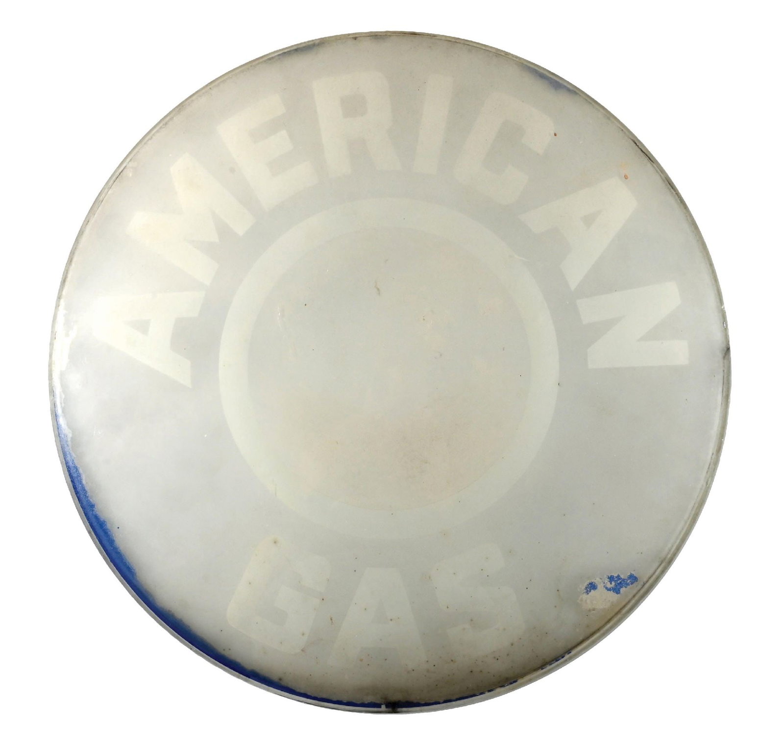 AMERICAN GAS SINGLE 13.5" GLOBE LENS: Single 13.5" Globe Lens. CONDITION: Showing heavy wear throughout with near total loss of color. Lens is chip and crack free and displays well as is or is a great candidate for restoration. Condition: