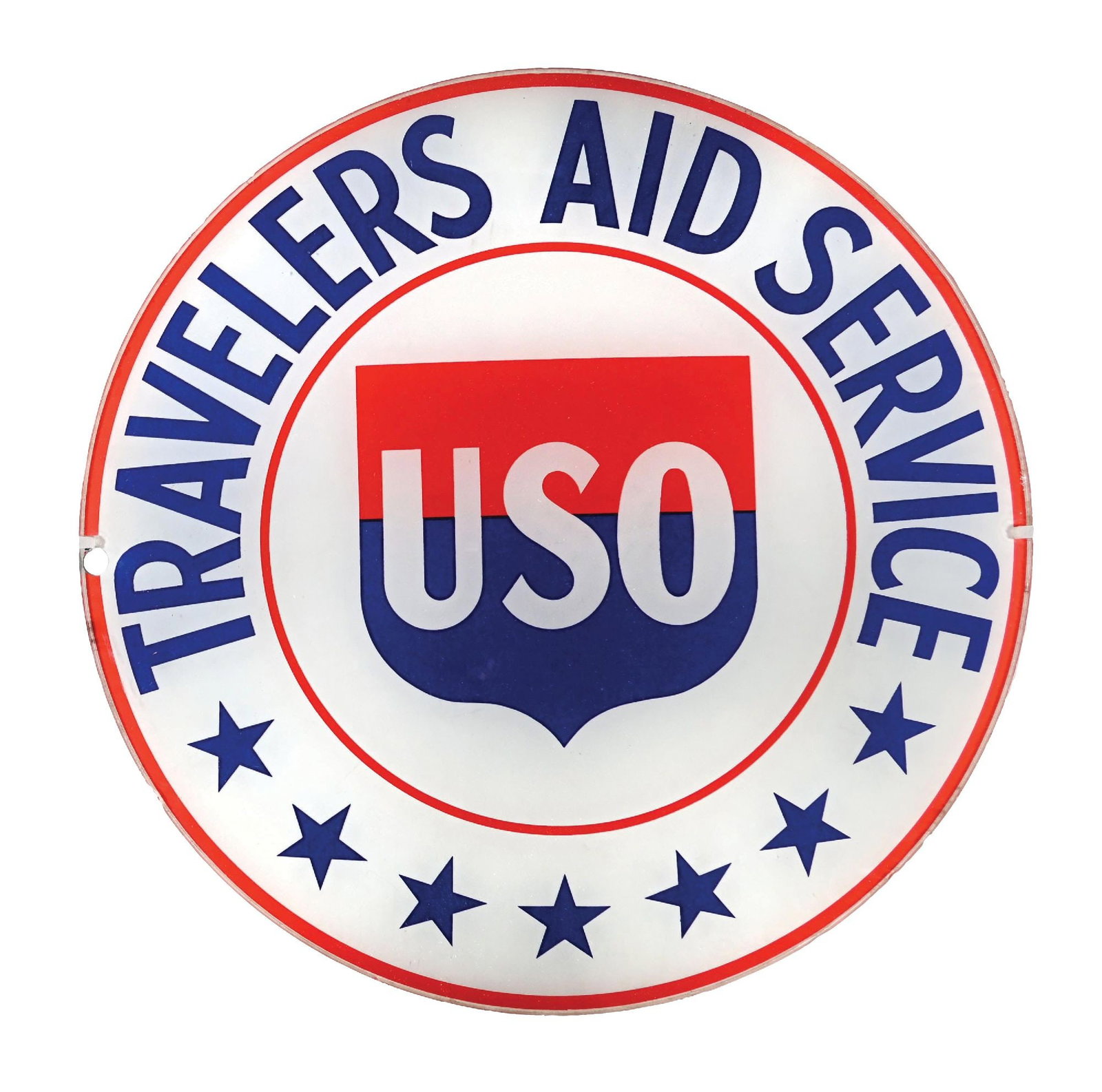USO TRAVELERS AID SERVICE SINGLE 12.5" GLOBE LENS (1 of 2)