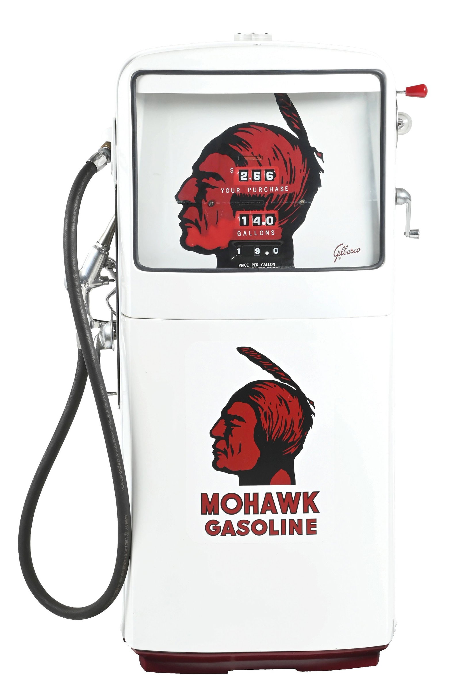 RARE & OUTSTANDING GILBARCO GAS PUMP W/ PORCELAIN MOHAWK COMPUTING FACE (1 of 9)
