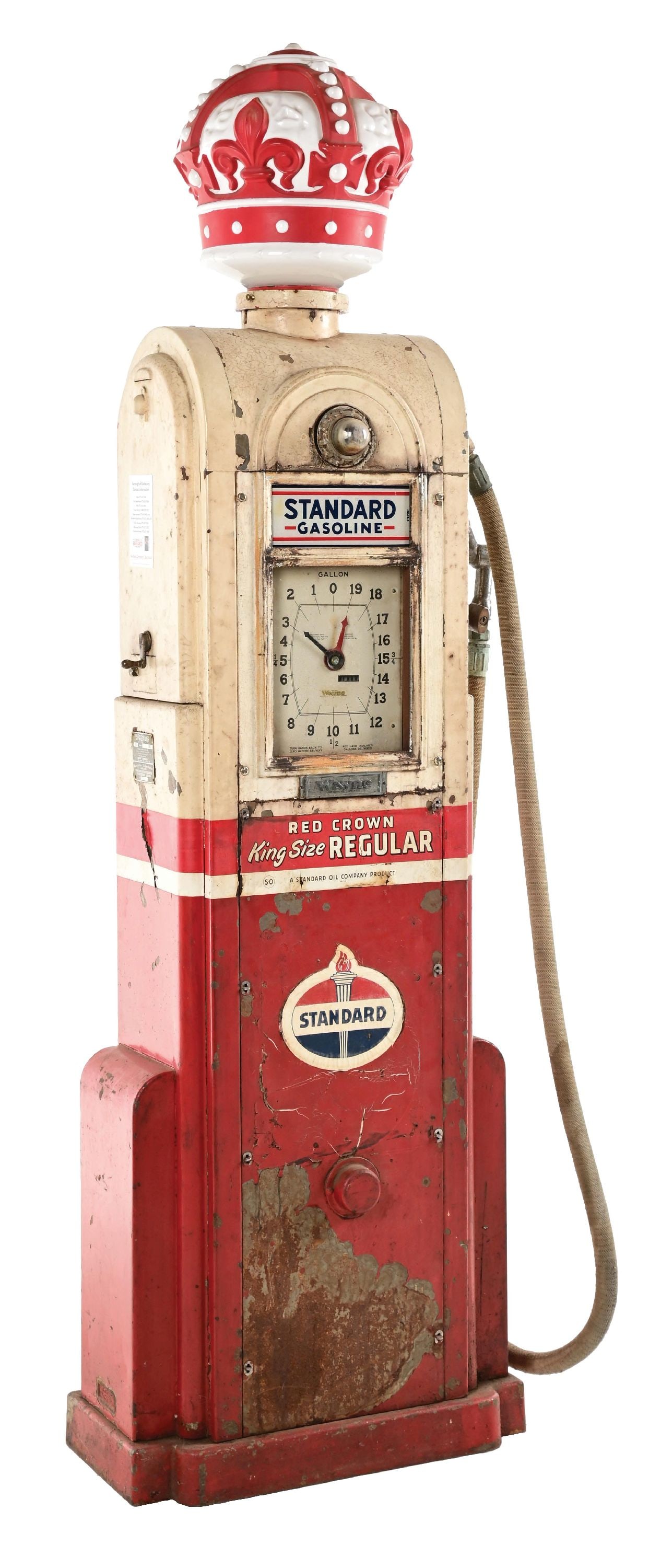 ORIGINAL WAYNE MODEL #866 GAS PUMP IN STANDARD GASOLINE W/ CROWN GLOBE (1 of 6)