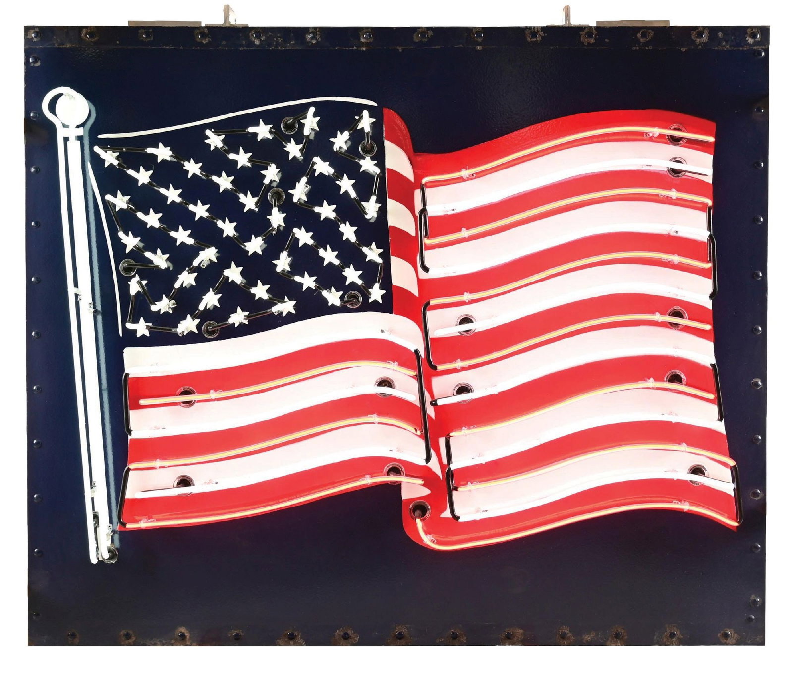 OUTSTANDING AMERICAN FLAG PORCELAIN NEON SIGN (1 of 4)