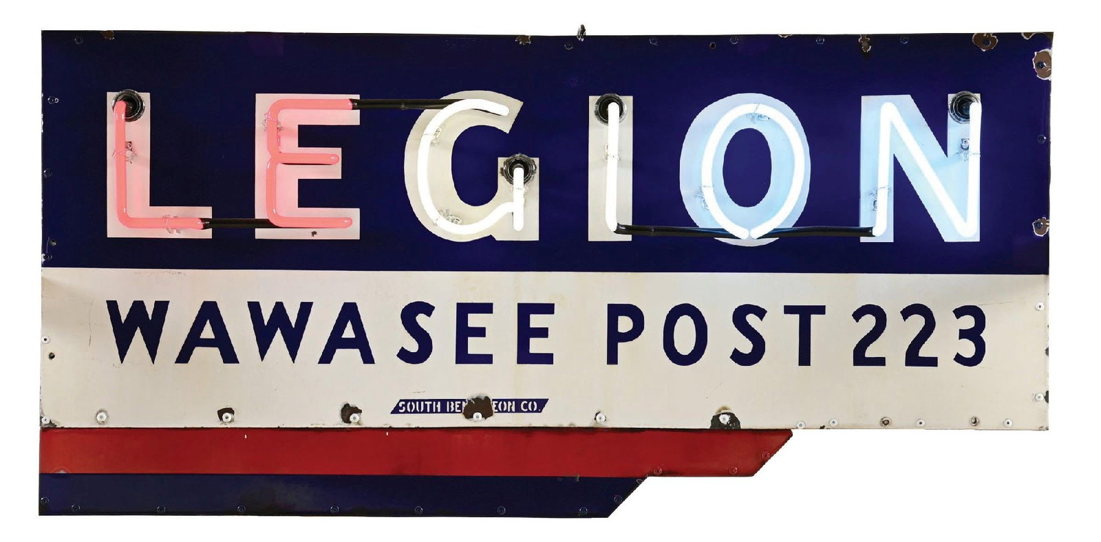 LEGION WAWASEE POST 223 PORCELAIN NEON SIGN (1 of 4)