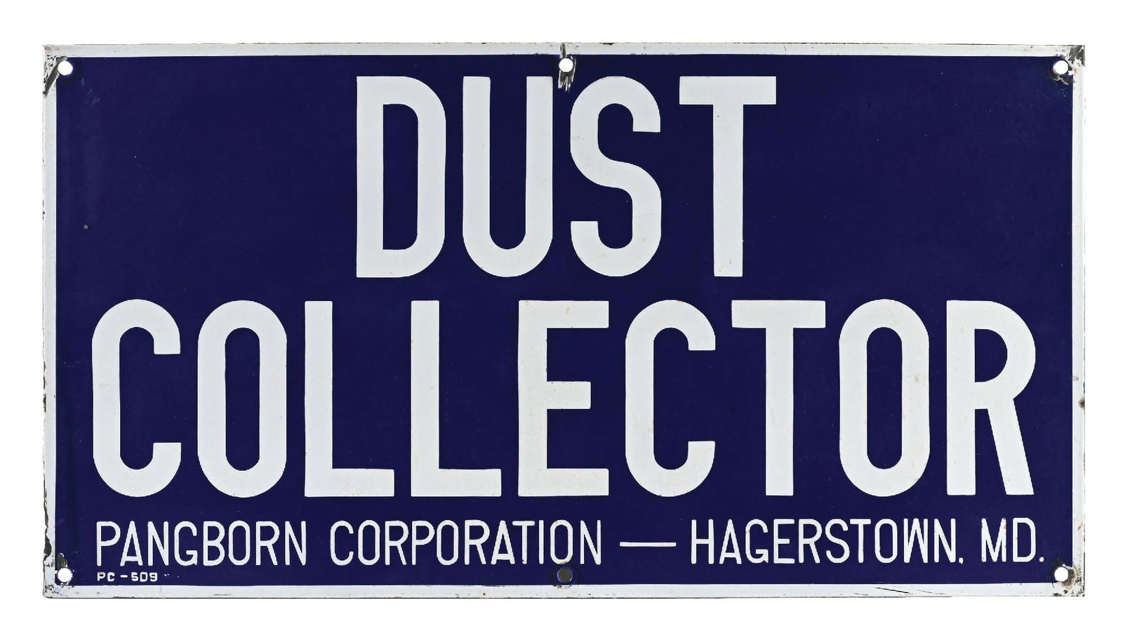 DUST COLLECTOR HAGERSTOWN MARYLAND PORCELAIN SIGN (1 of 3)