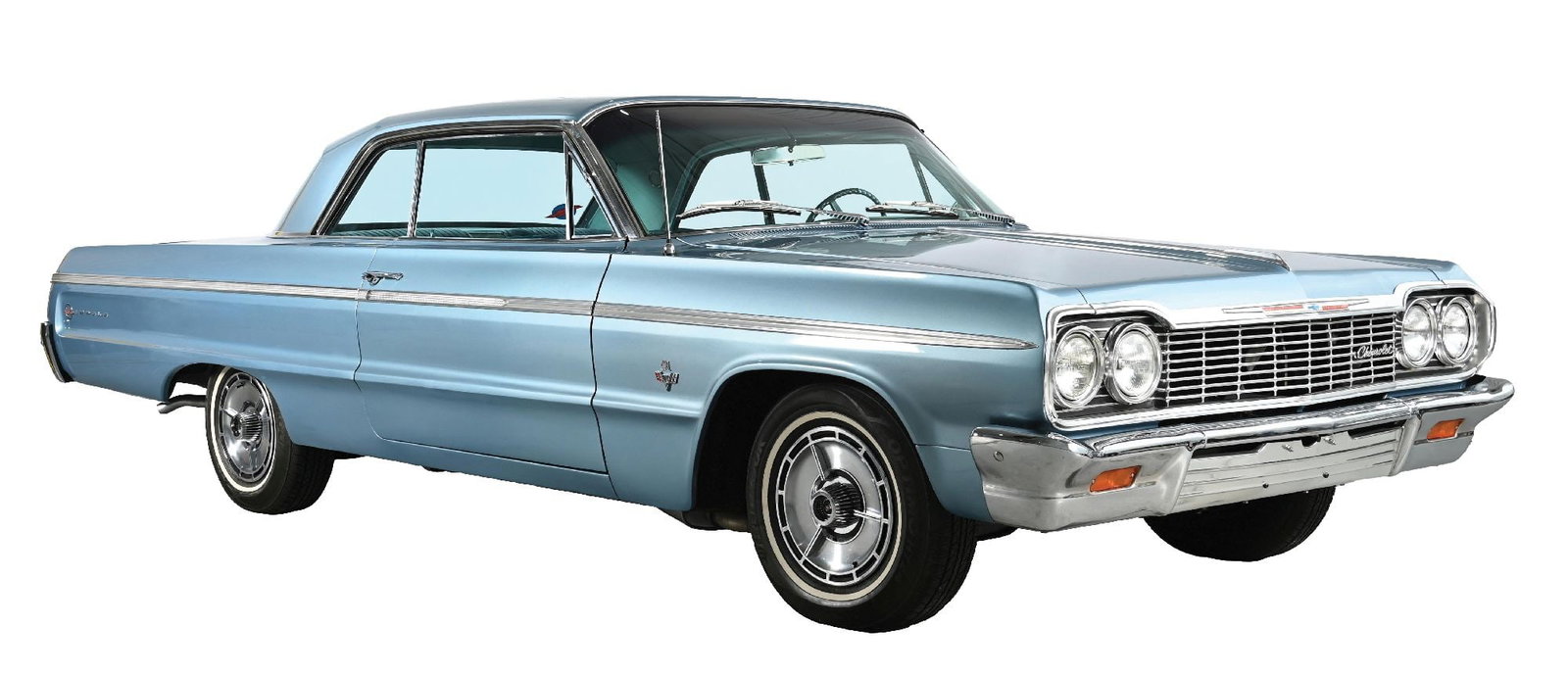 1964 CHEVROLET IMPALA SS 409 SPORT COUPE HARDTOP.: This highly documented 1964 Chevrolet Impala SS Sport Coupe is finished in Silver Blue Metallic over a coordinated blue bucket-seat interior. VIN 41447S178226 identifies it as a genuine St. Louis-buil