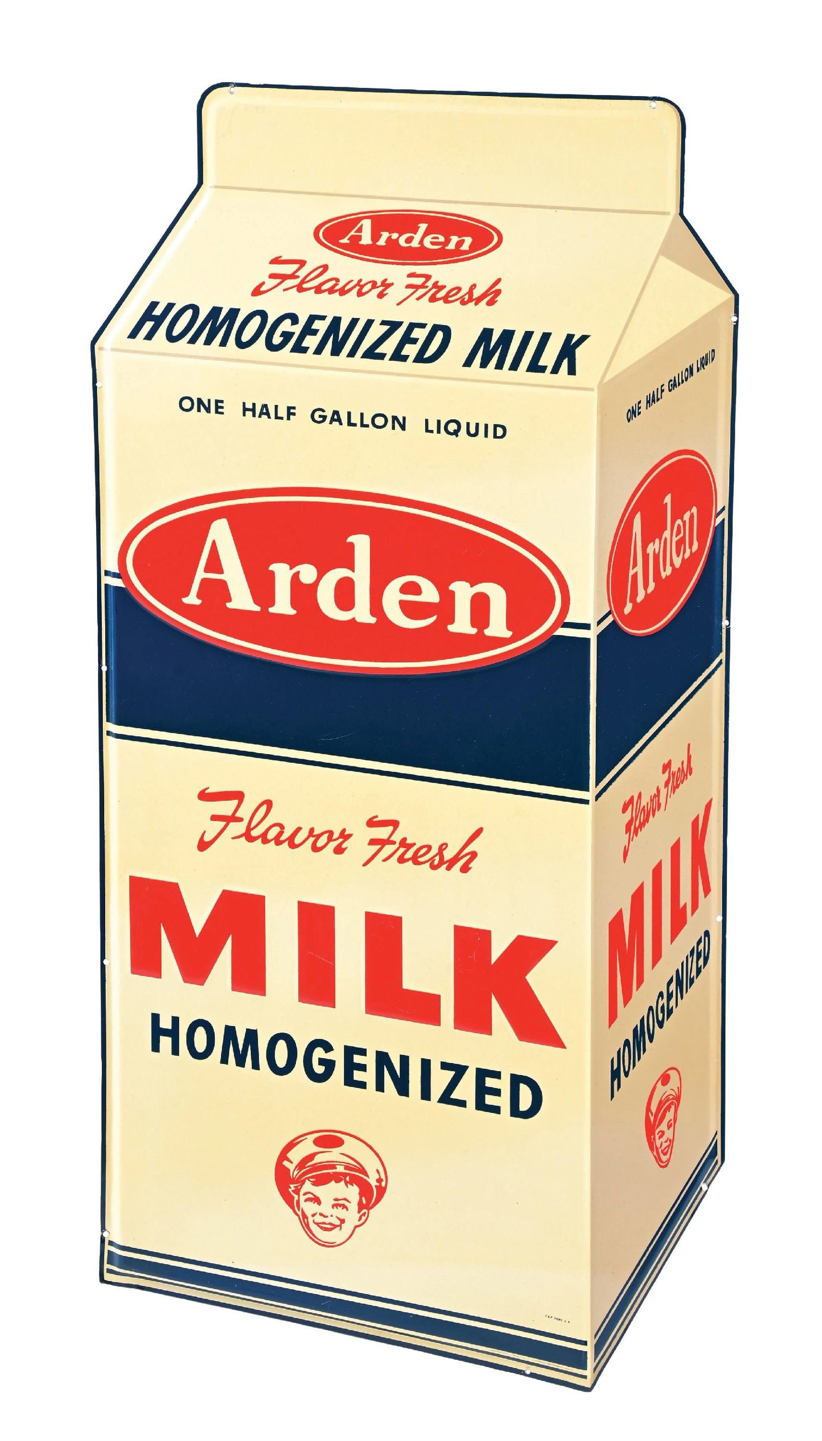 OUTSTANDING ARDEN FLAVOR FRESH MILK EMBOSSED TIN SIGN AGS 92 (1 of 3)