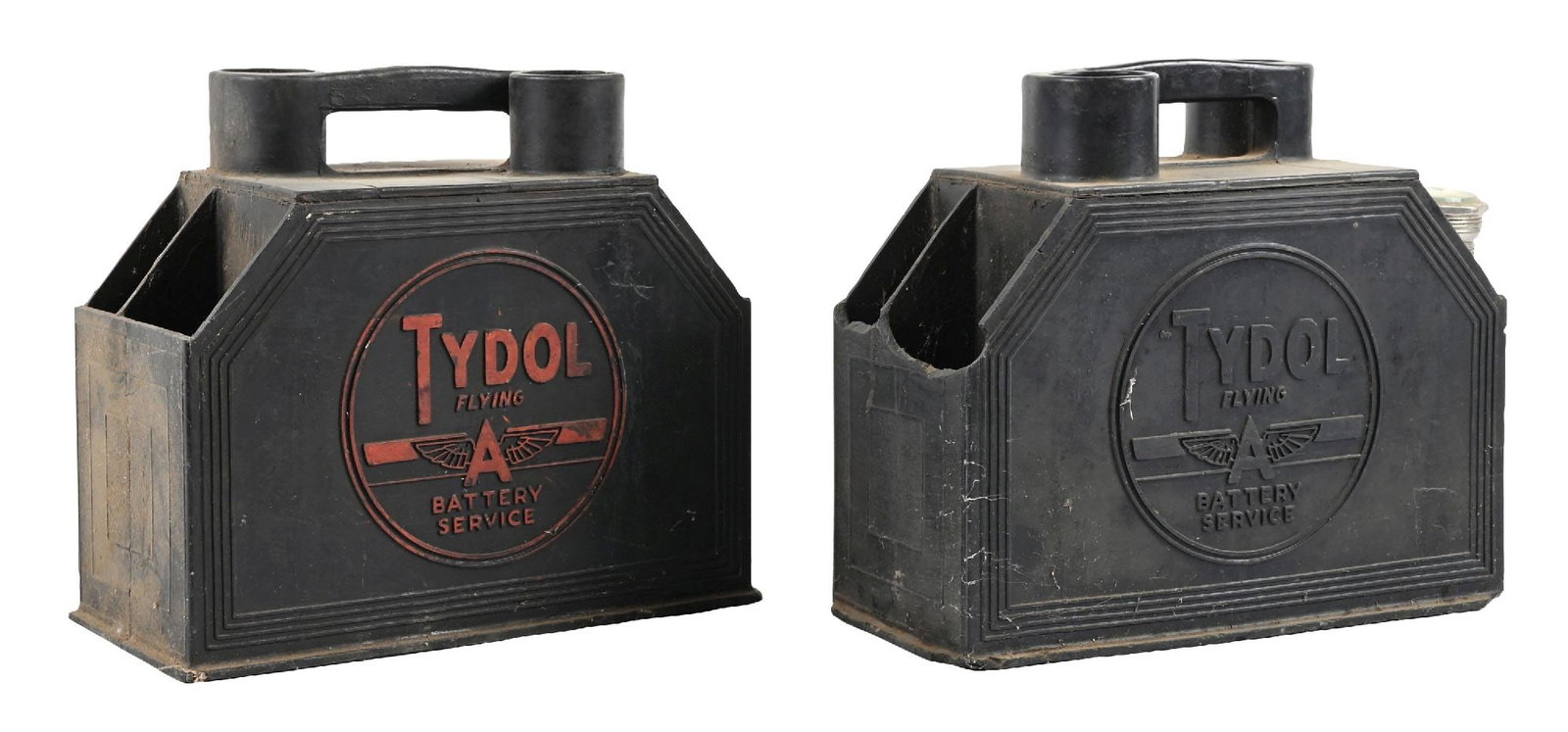 COLLECTION OF 2: TYDOL FLYING A BATTERY SERVICE TOTES. (1 of 4)