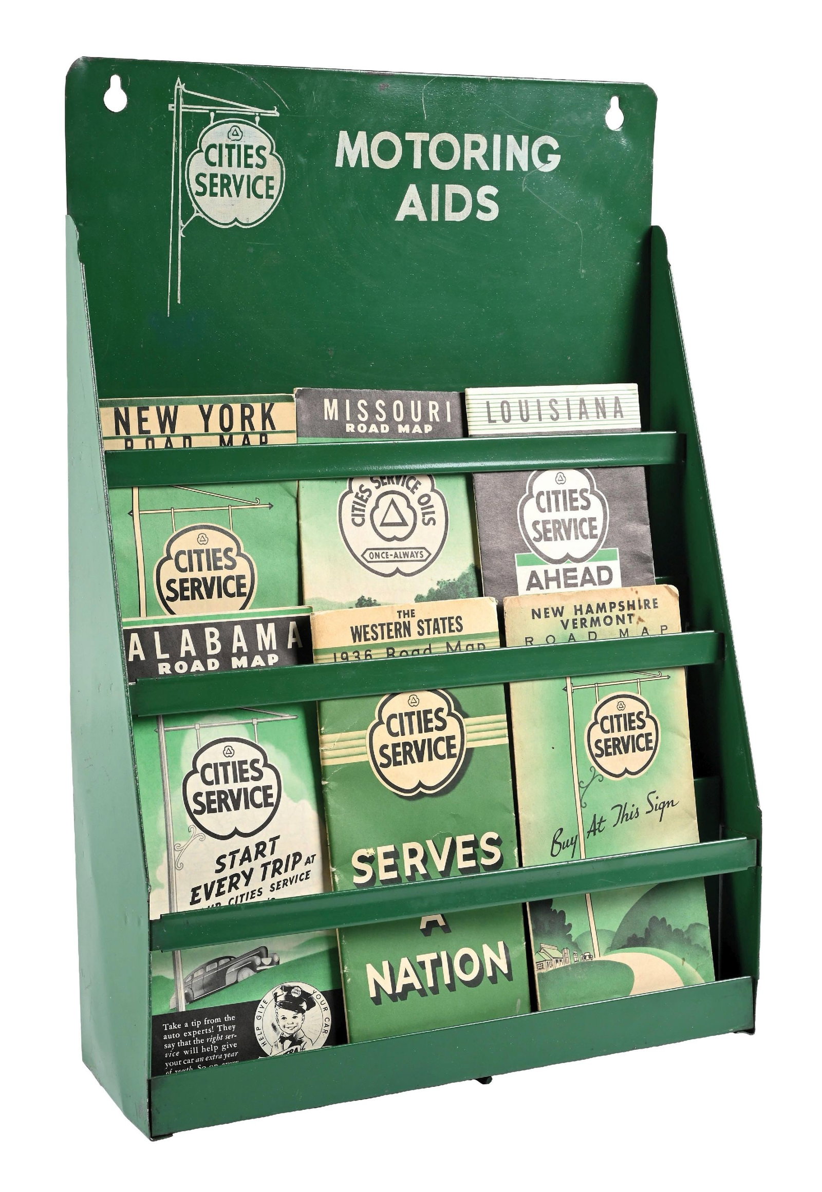 CITIES SERVICE MOTORING AIDS SERVICE STATION MAP DISPLAY W/ ORIGINAL MAPS. (1 of 4)