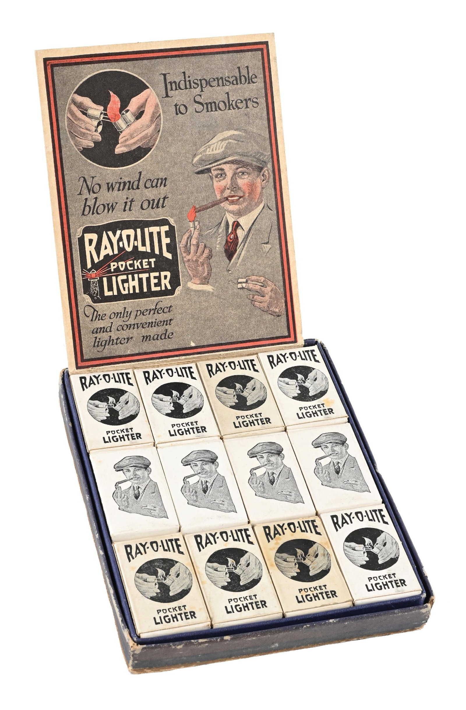 RAY-O-LITE POCKET LIGHTER STORE DISPLAY W/ 12 ORIGINAL LIGHTERS (1 of 4)