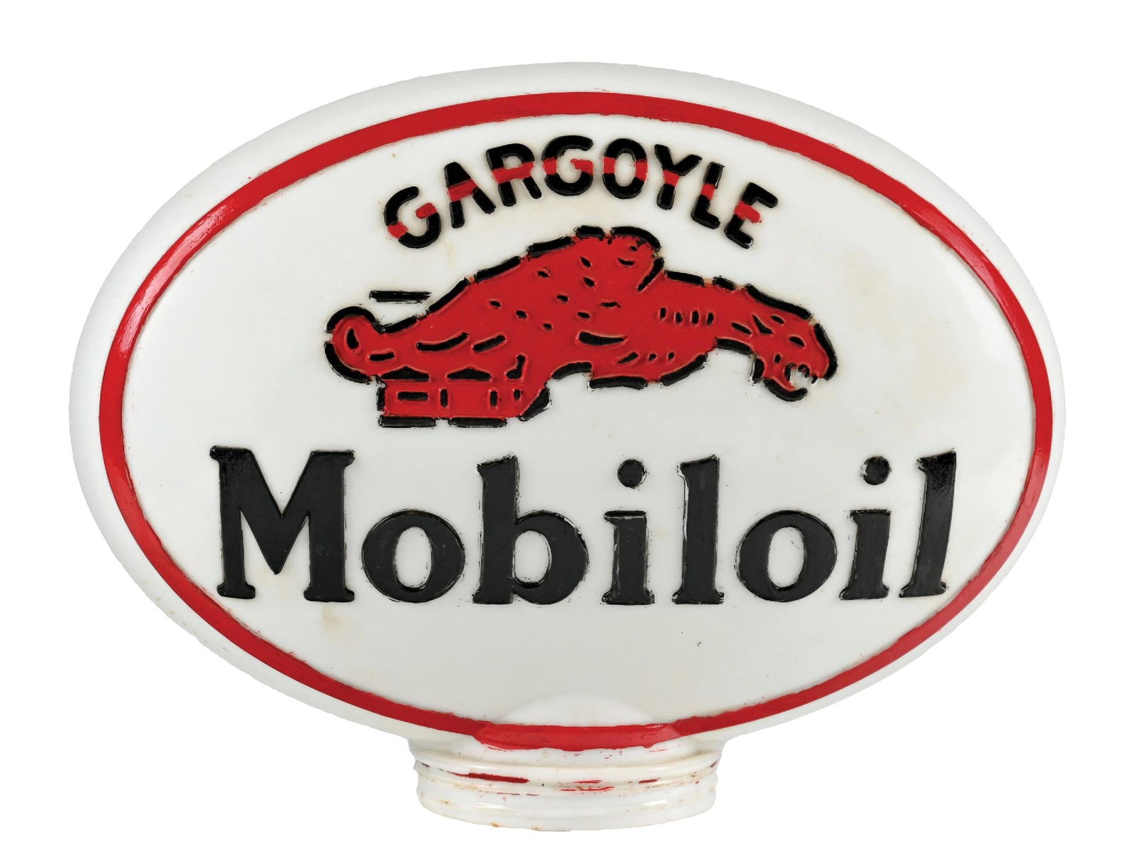 MOBILOIL GARGOYLE ONE PIECE CAST CABINET GLOBE. (1 of 4)