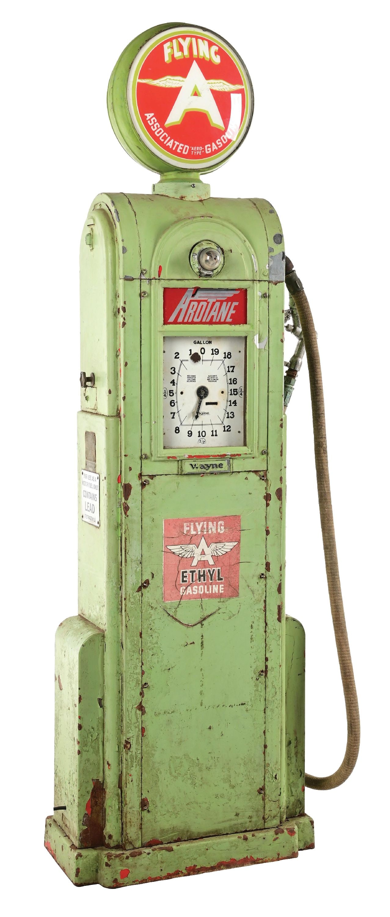 ORIGINAL WAYNE MODEL #866 GAS PUMP IN ASSOCIATED FLYING A GASOLINE (1 of 7)