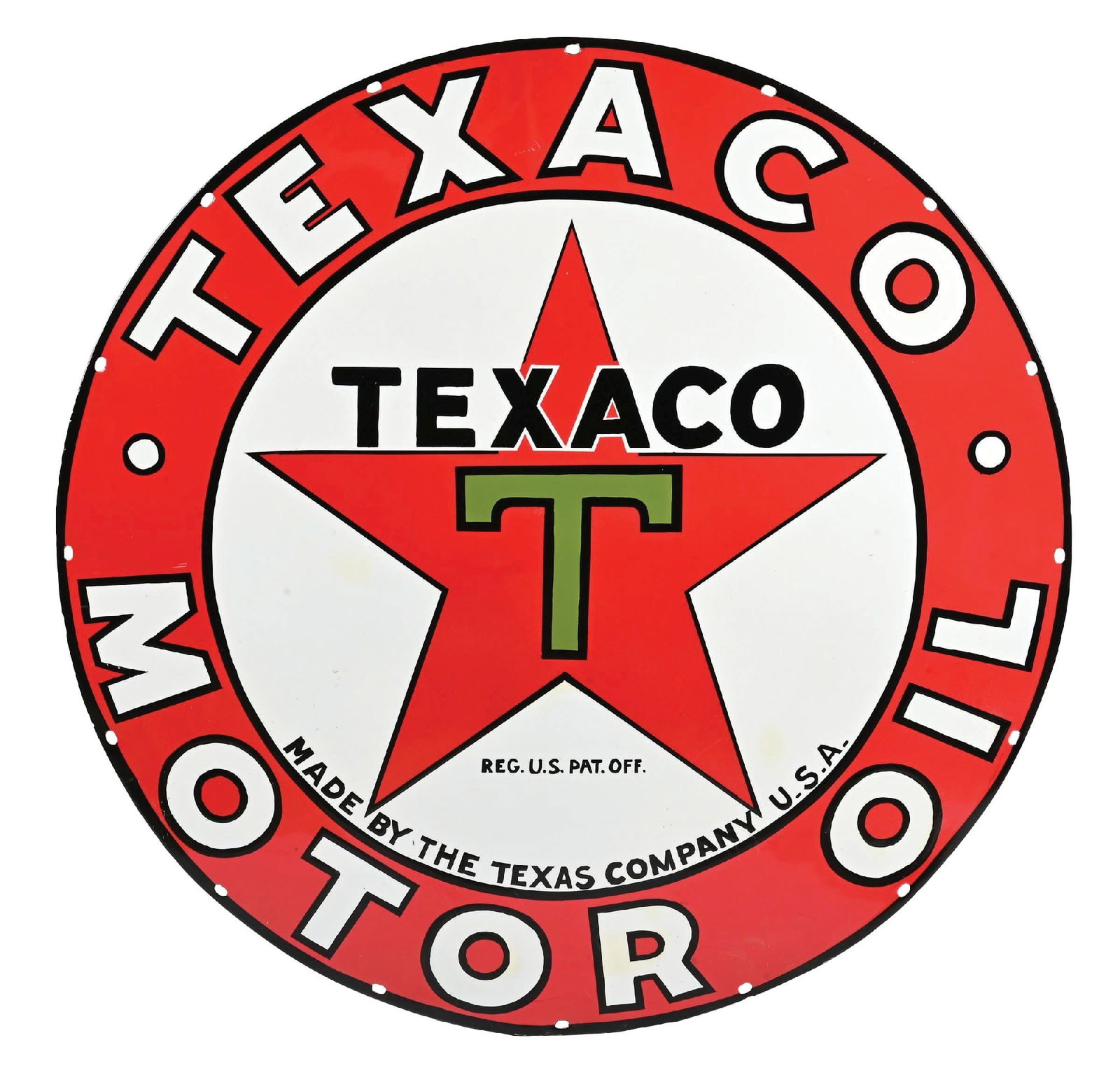 TEXACO MOTOR OIL SERVICE STATION PORCELAIN SIGN (1 of 2)