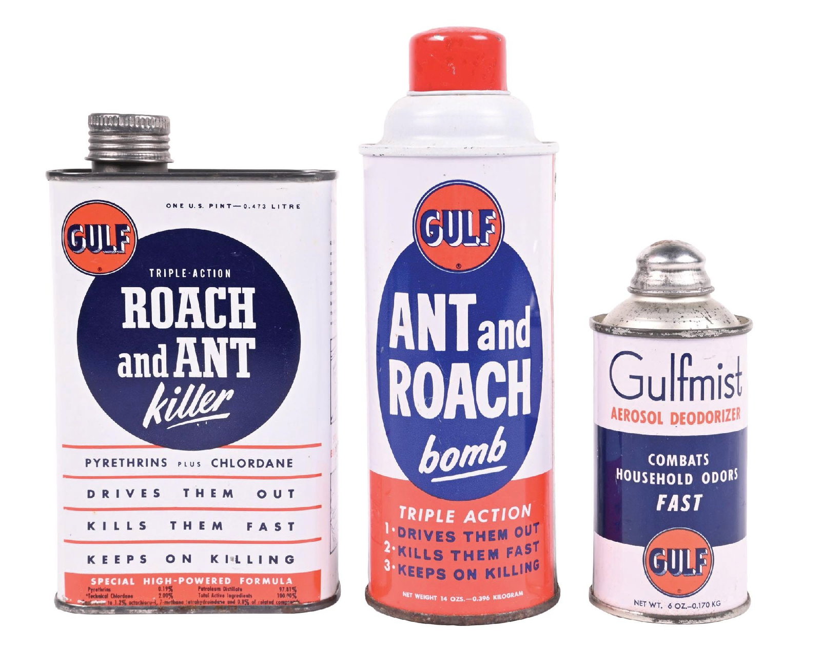 COLLECTION OF 3: GULF SERVICE STATION NEW OLD STOCK CANS (1 of 4)