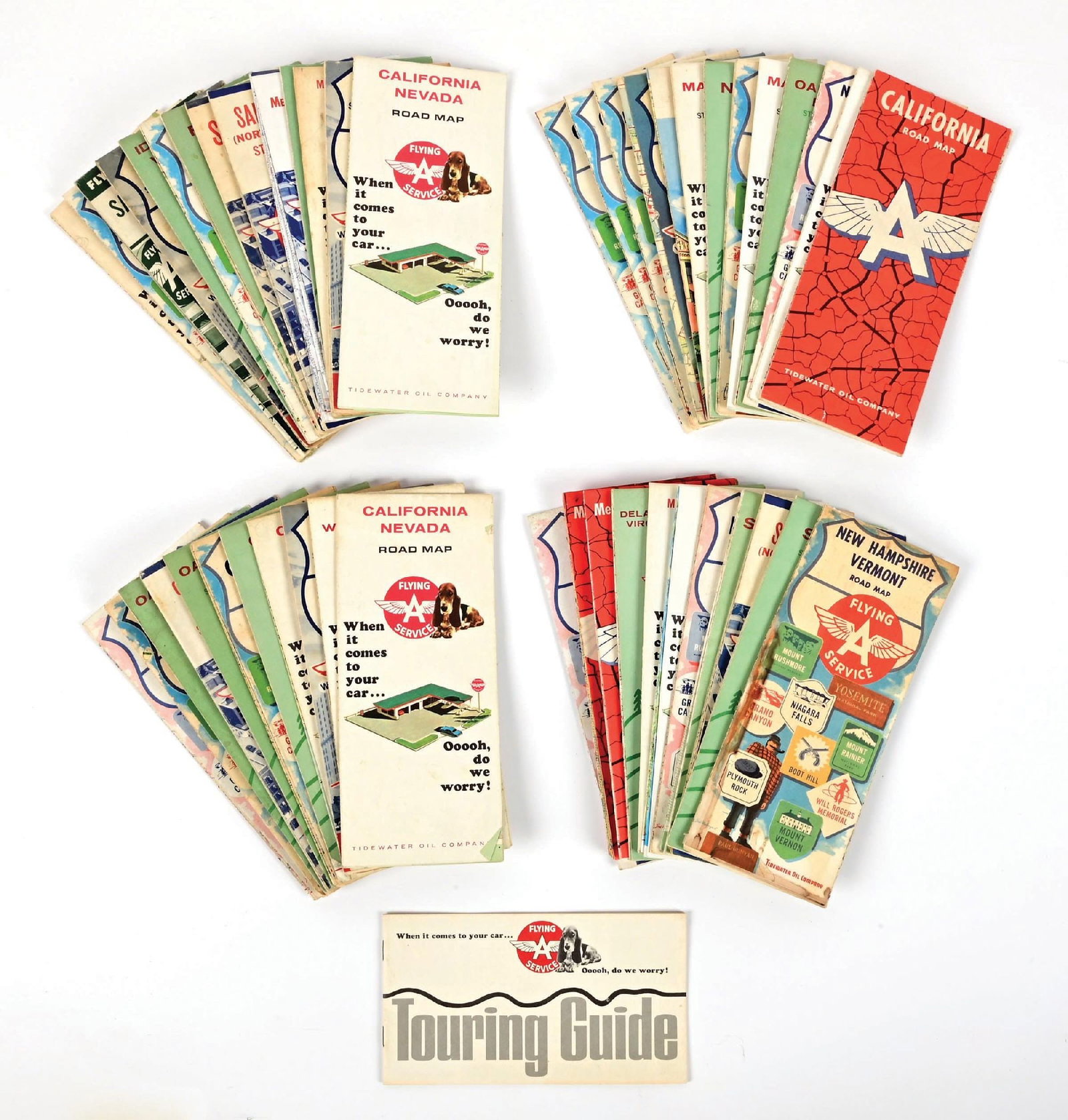 LARGE COLLECTION OF FLYING A GASOLINE SERVICE STATION ROAD MAPS (1 of 1)