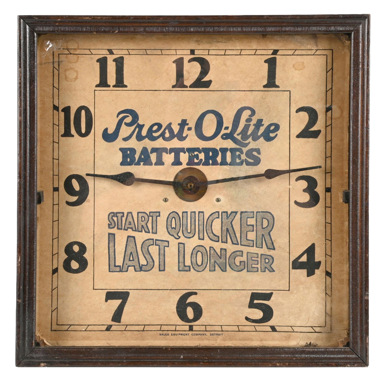 PREST-O-LITE BATTERIES START QUICKER LAST LONGER ADVERTISING CLOCK (1 of 2)