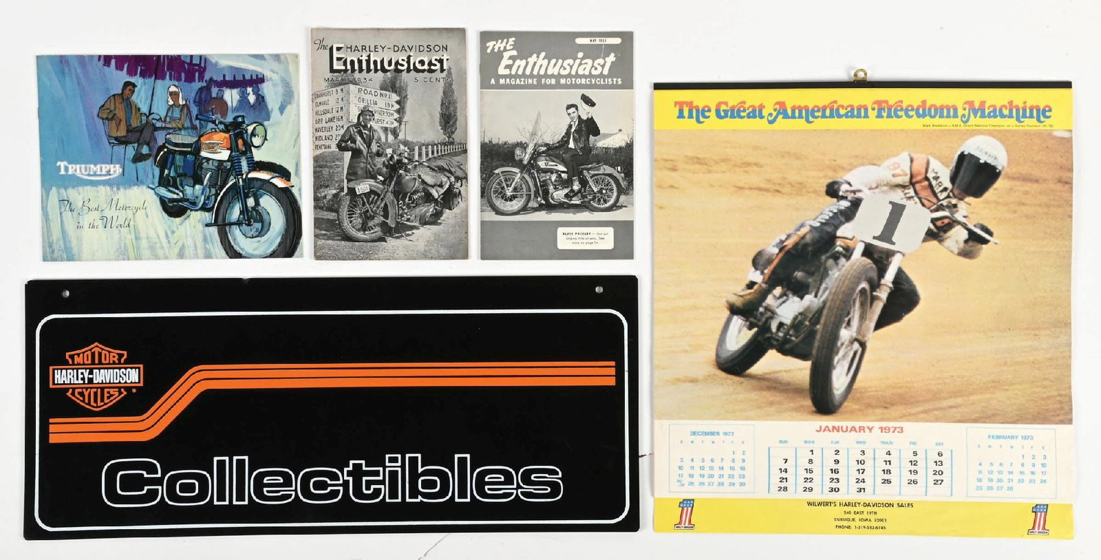 COLLECTION OF 5: VARIOUS MOTORCYCLE EPHEMERA & DISPLAYS (1 of 2)