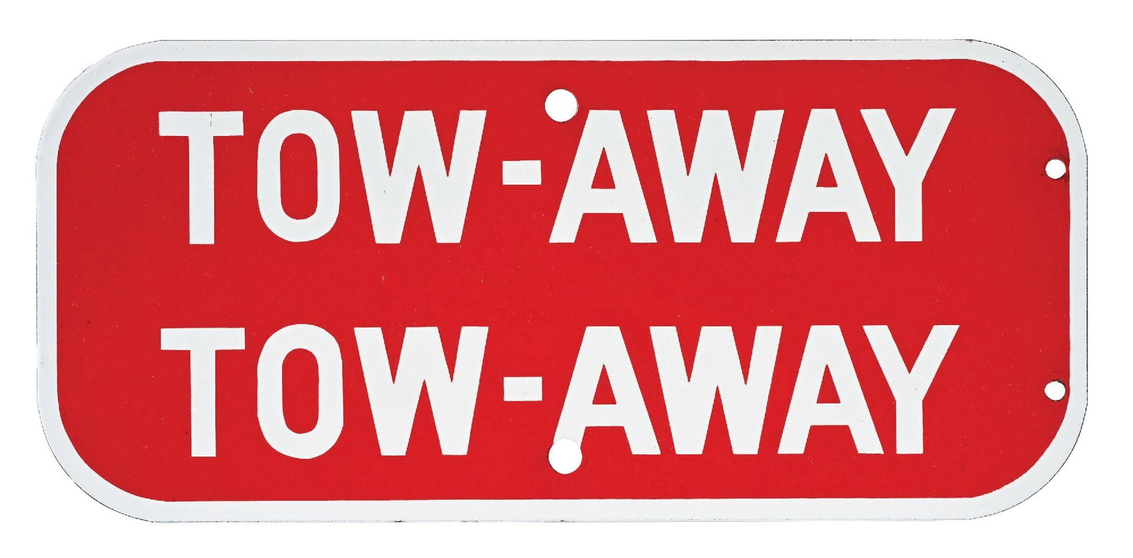 TOW-AWAY PORCELAIN SERVICE SIGN: SSP. CONDITION: Brilliant NOS condition, showing excellent color & gloss with no notable field wear. Mounting holes and outer edges in excellent condition. An impossible to improve upon example. Condi